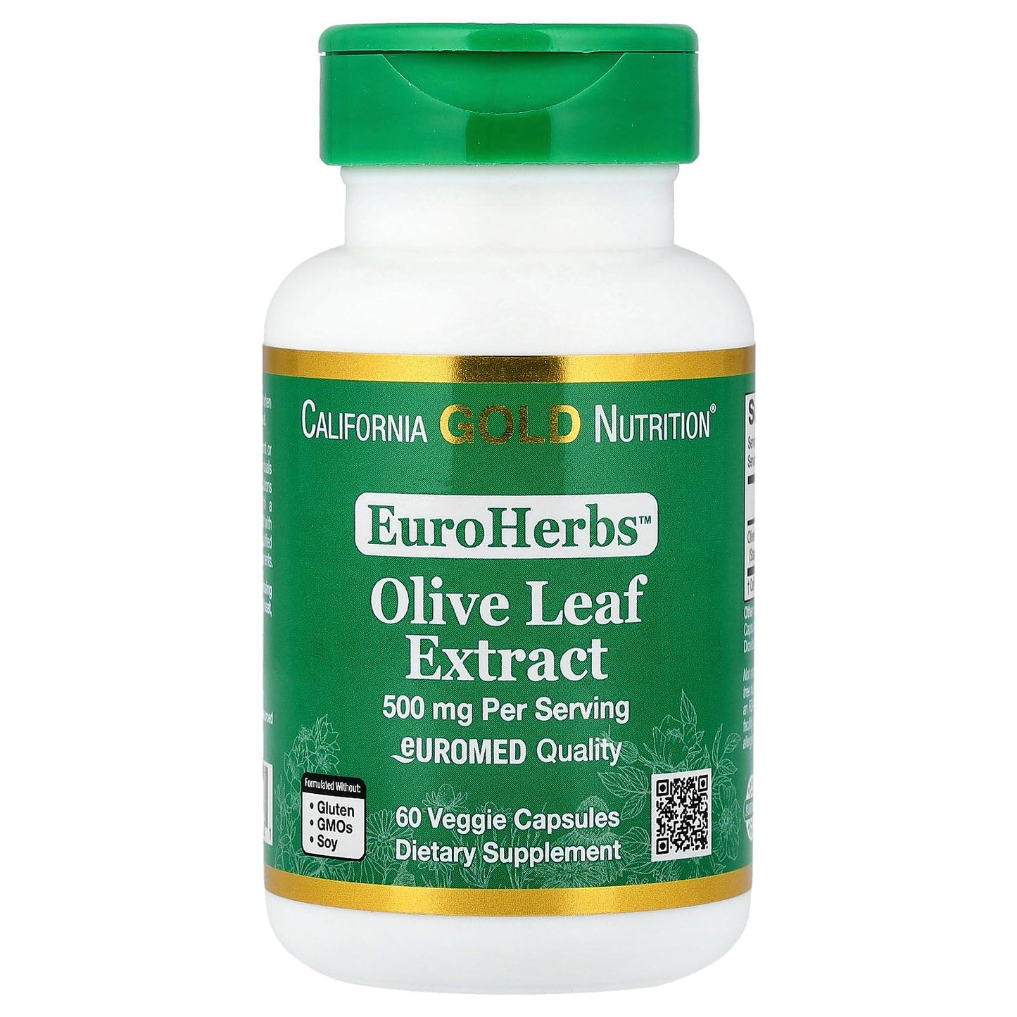 California Gold Nutrition Olive Leaf Extract 500 mg Capsules, 60 Count