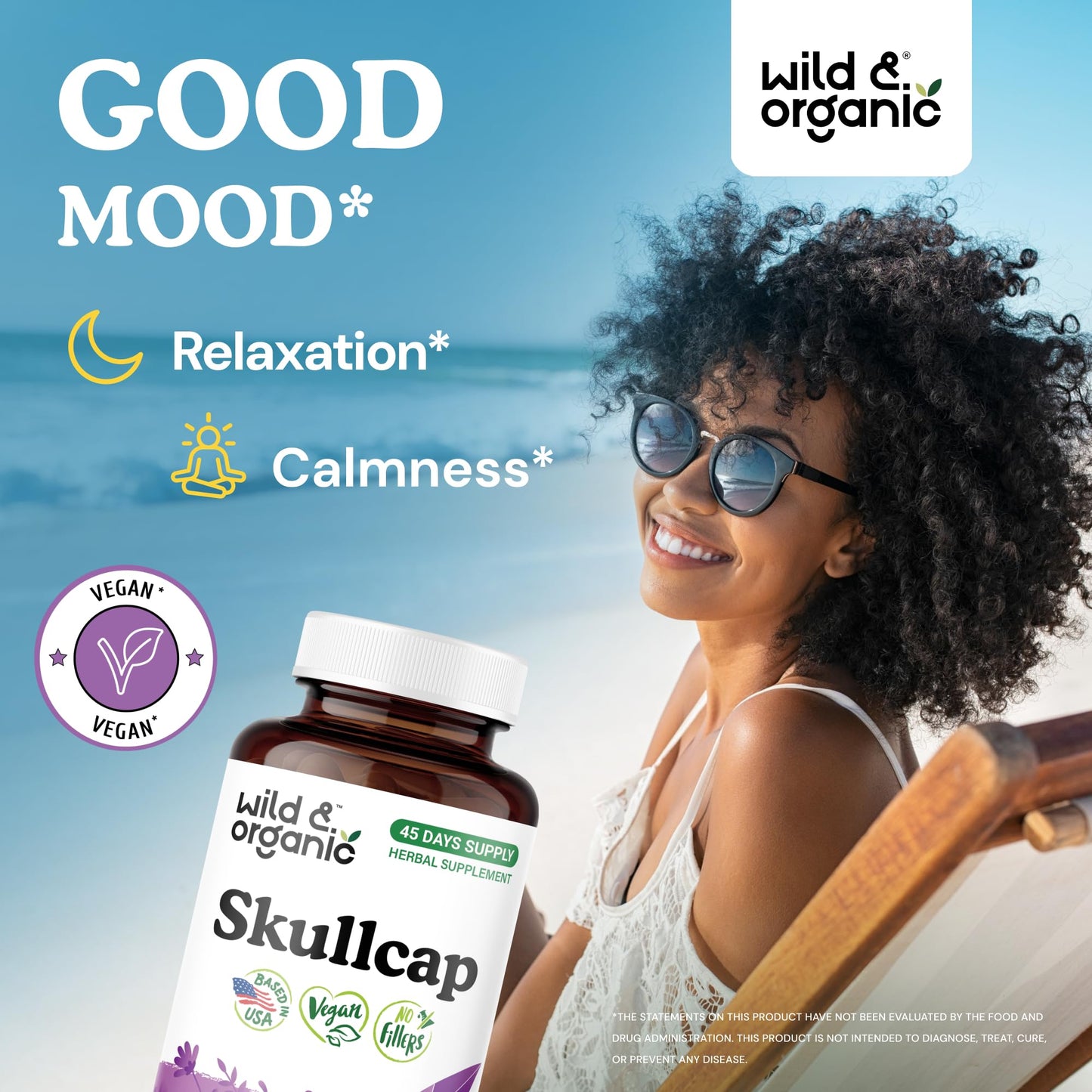 Wild & Organic Skullcap Capsule 1200 mg, 90 Count