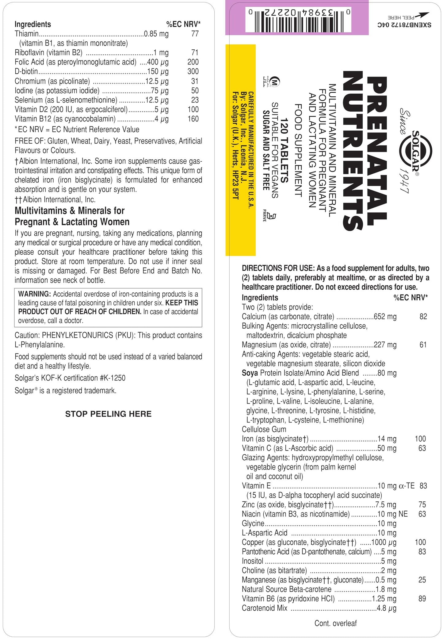 Solgar Prenatal Nutrients Tablet 120