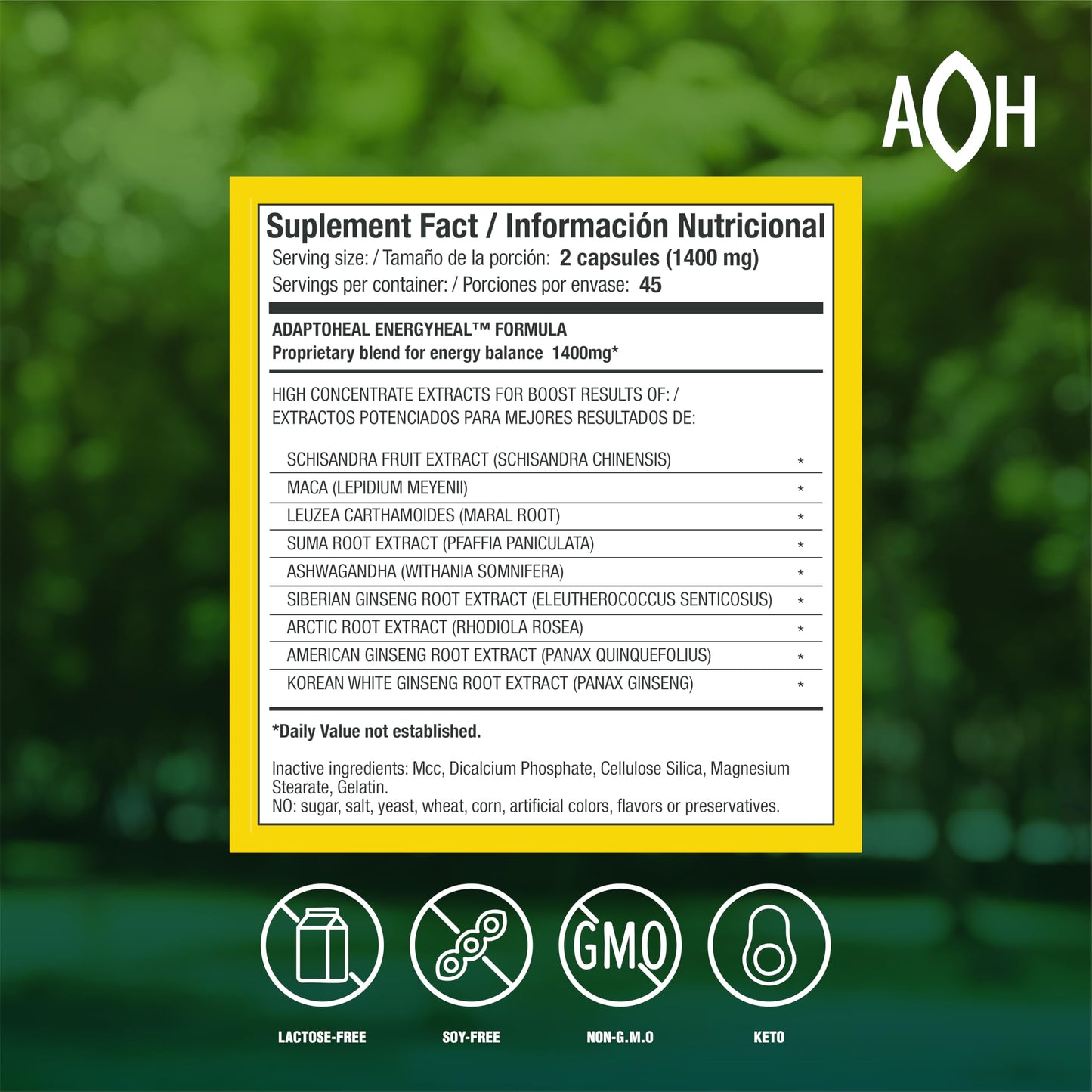 ADAPTOHEAL Energyheal Daily Energy Ashwagandha Rhodiola 90 Capsules