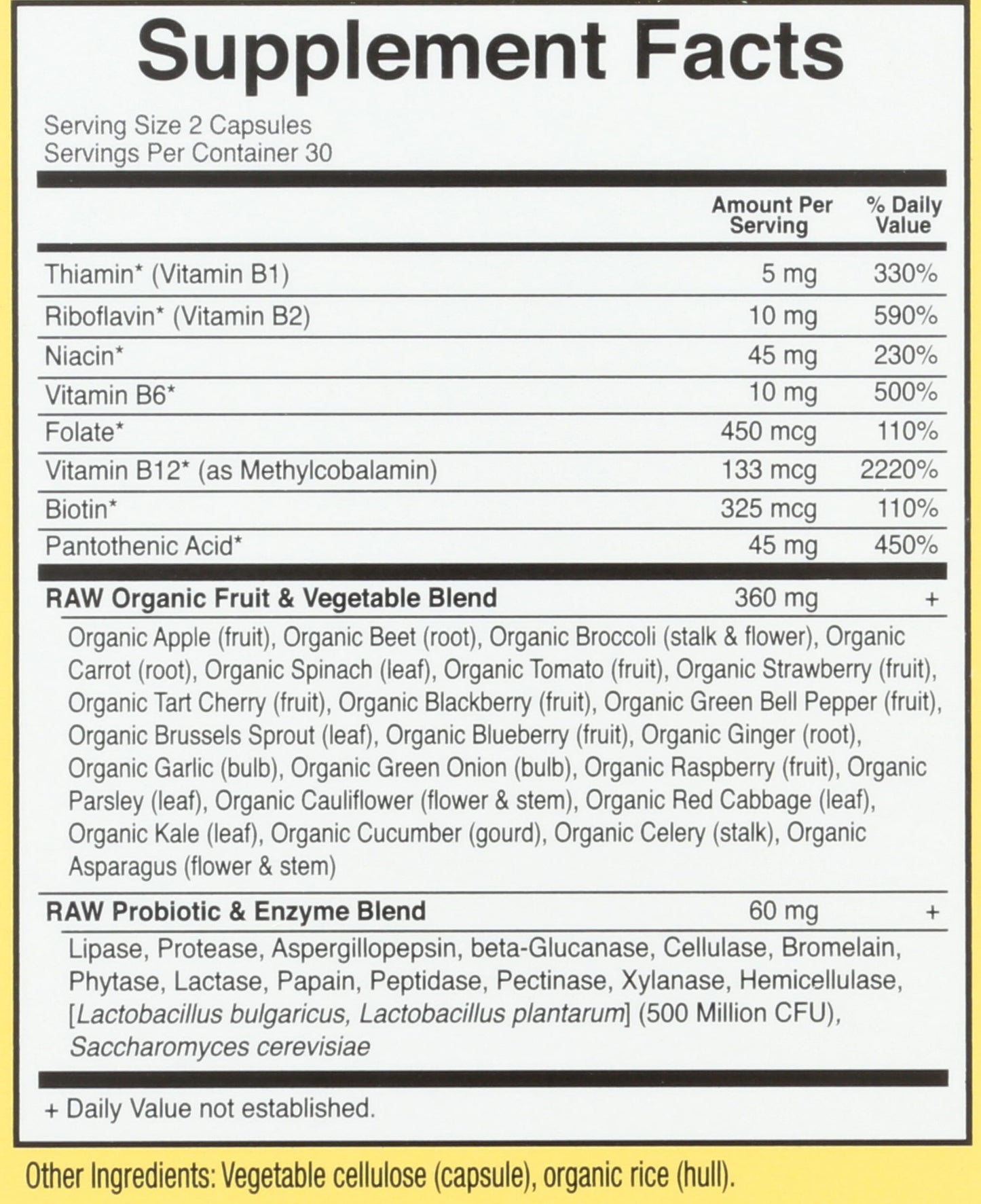 Garden of Life Vitamin Code Raw Vitamin B Complex Capsules, 60 Count