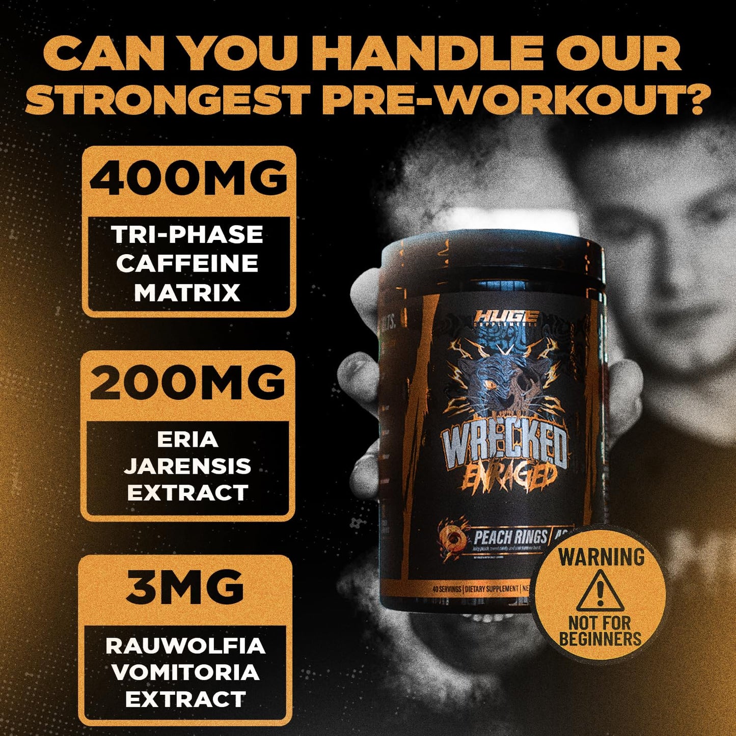 Huge Supplements Wrecked Enraged High Stim Pre Workout Powder 12