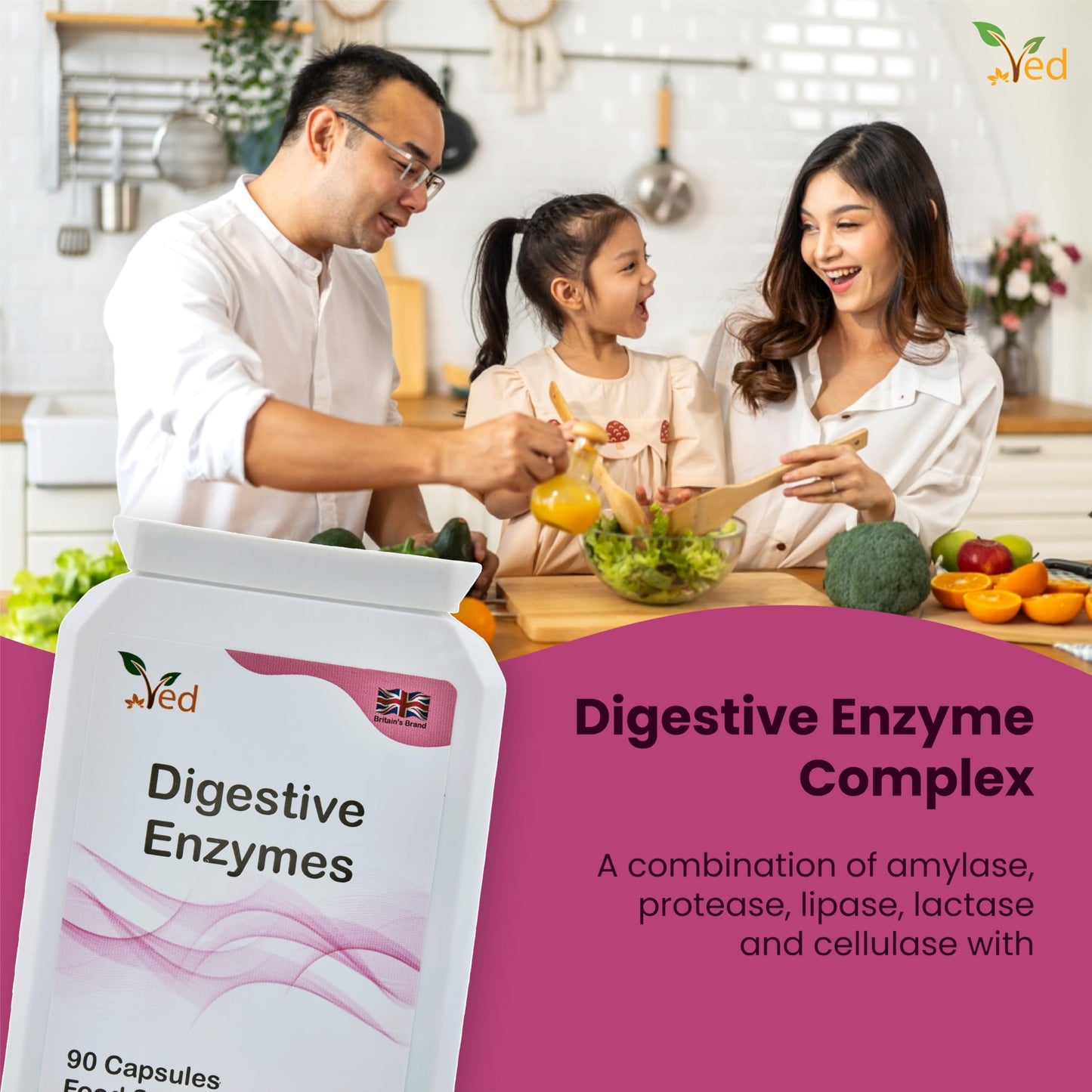 Ved Digestive Enzymes, Comprehensive Food Intolerance Complex Capsules 90 Count