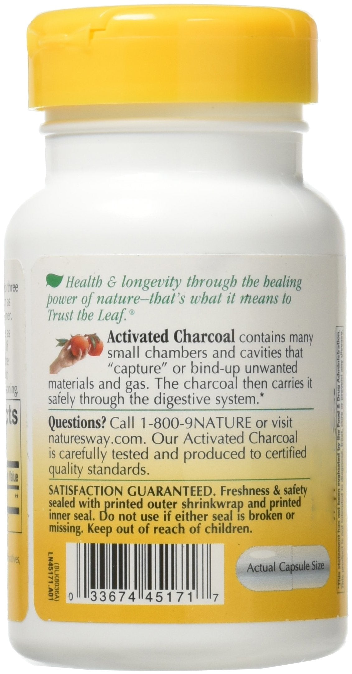 Nature's Way Activated Charcoal Capsules, 100 Capsules