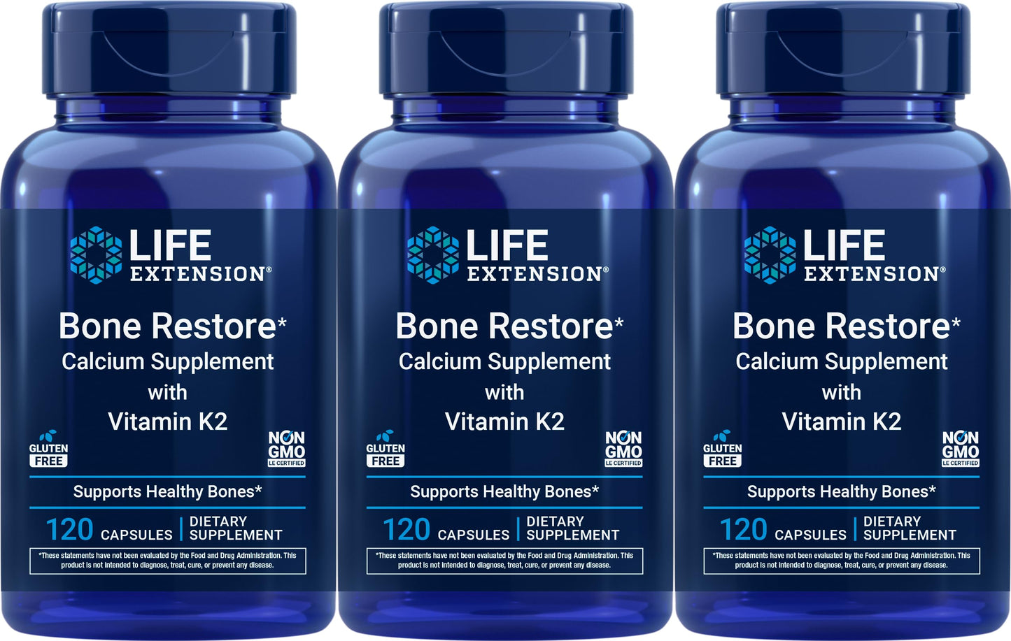 Life Extension Bone Restore Calcium Supplement with Vitamin K2 360 Capsules