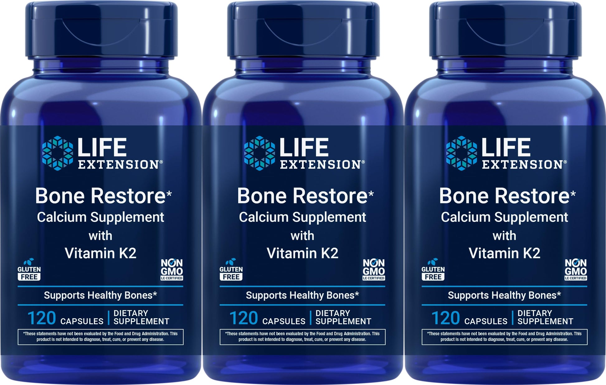 Life Extension Bone Restore Calcium Supplement with Vitamin K2 360 Capsules