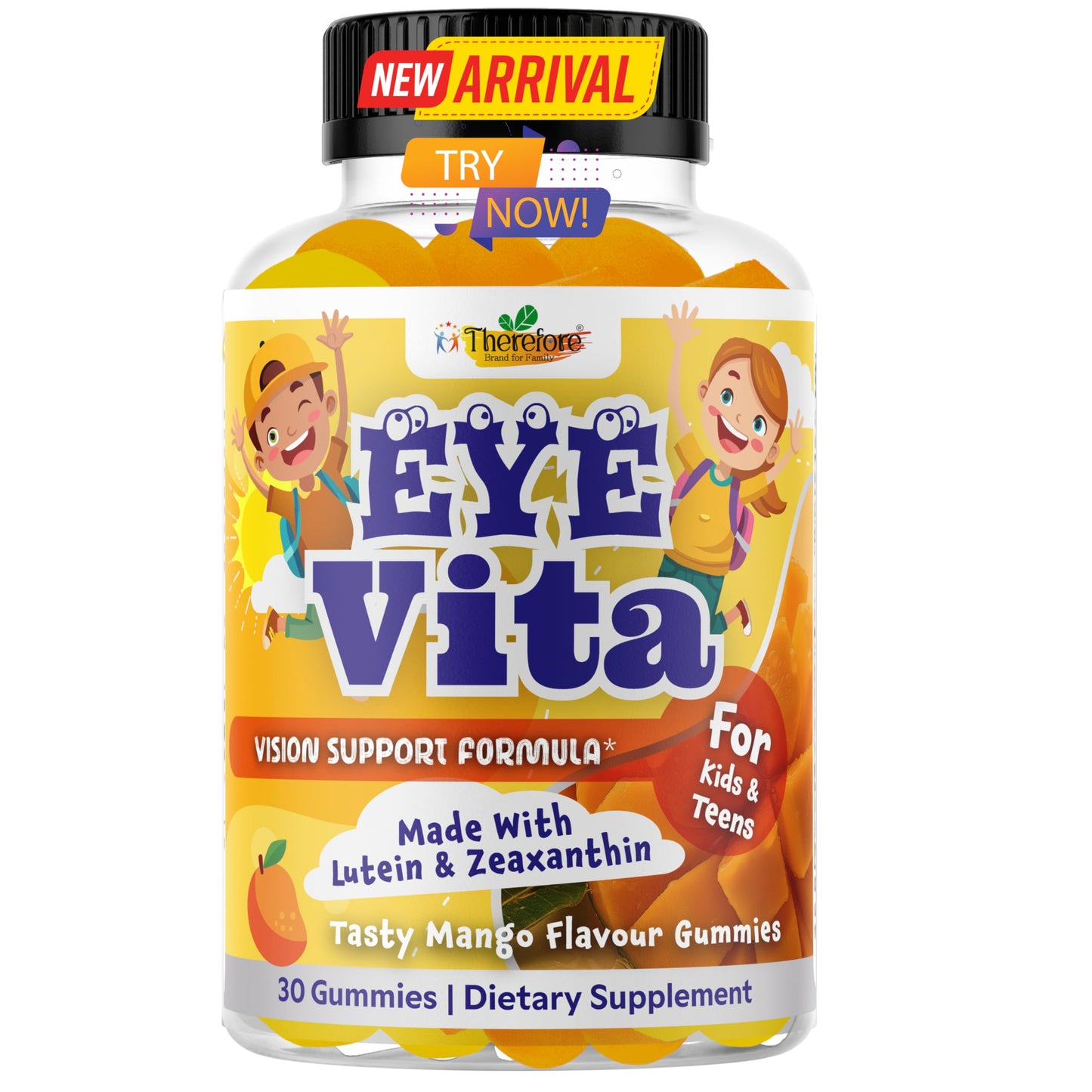 Therefore Lutein Gummies 12mg with Zeaxanthin Mango Flavor, 30 Gummies