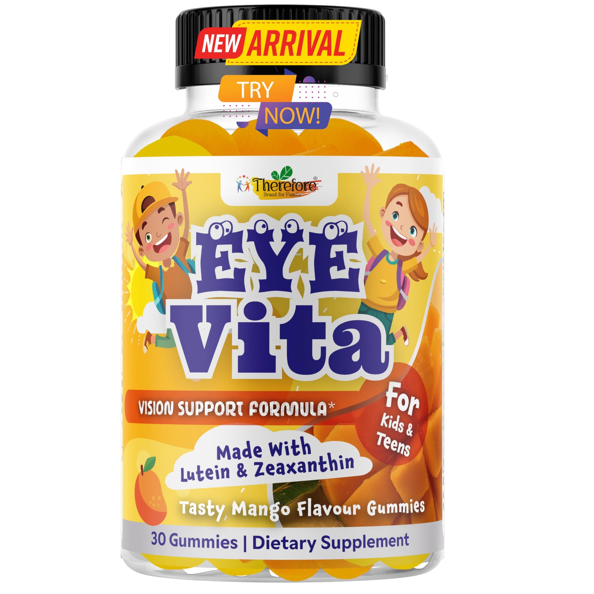 Therefore Lutein Gummies 12mg with Zeaxanthin Mango Flavor, 30 Gummies