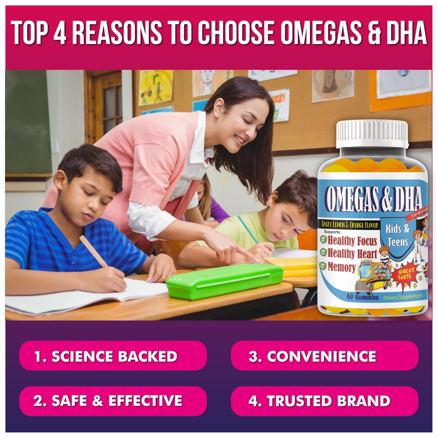 Celebrity LifeStyle Product Kids Omega-3 DHA Gummies 60 Count