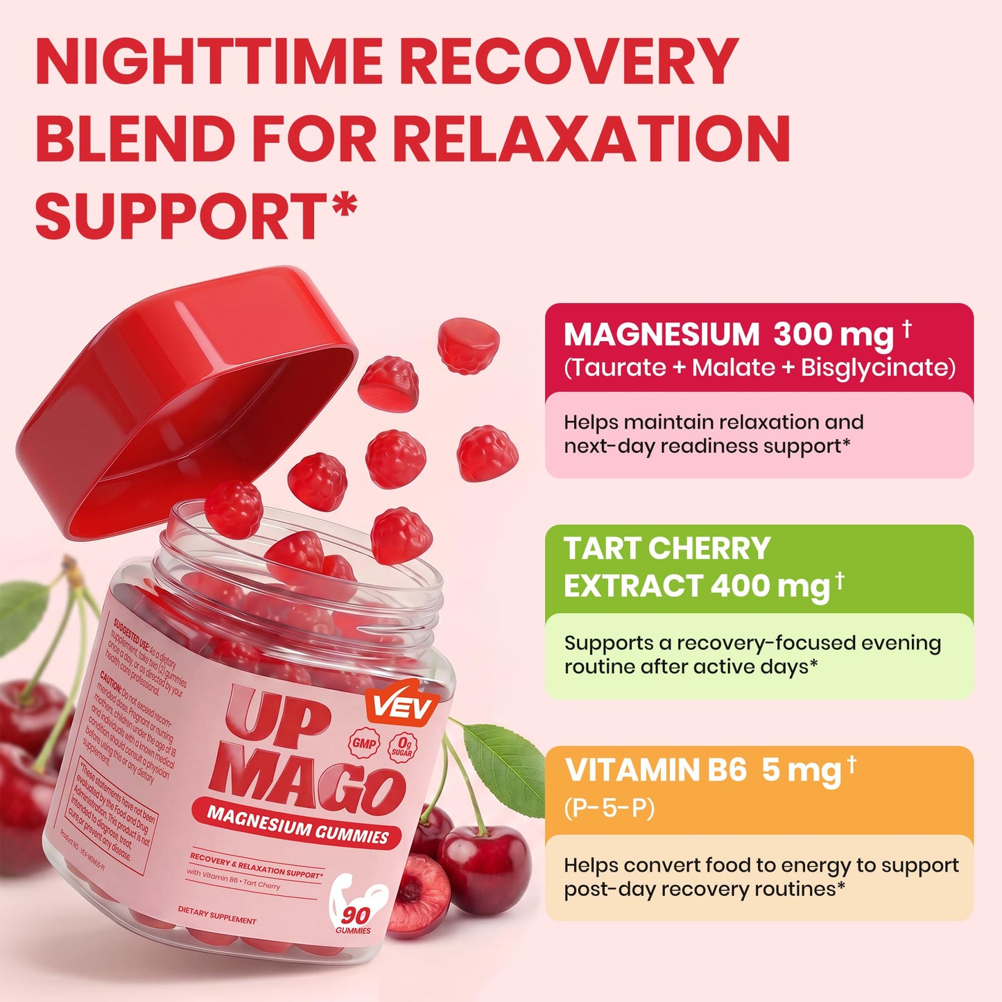VEV UPMAGO Post-Activity Magnesium Gummies 90 Count