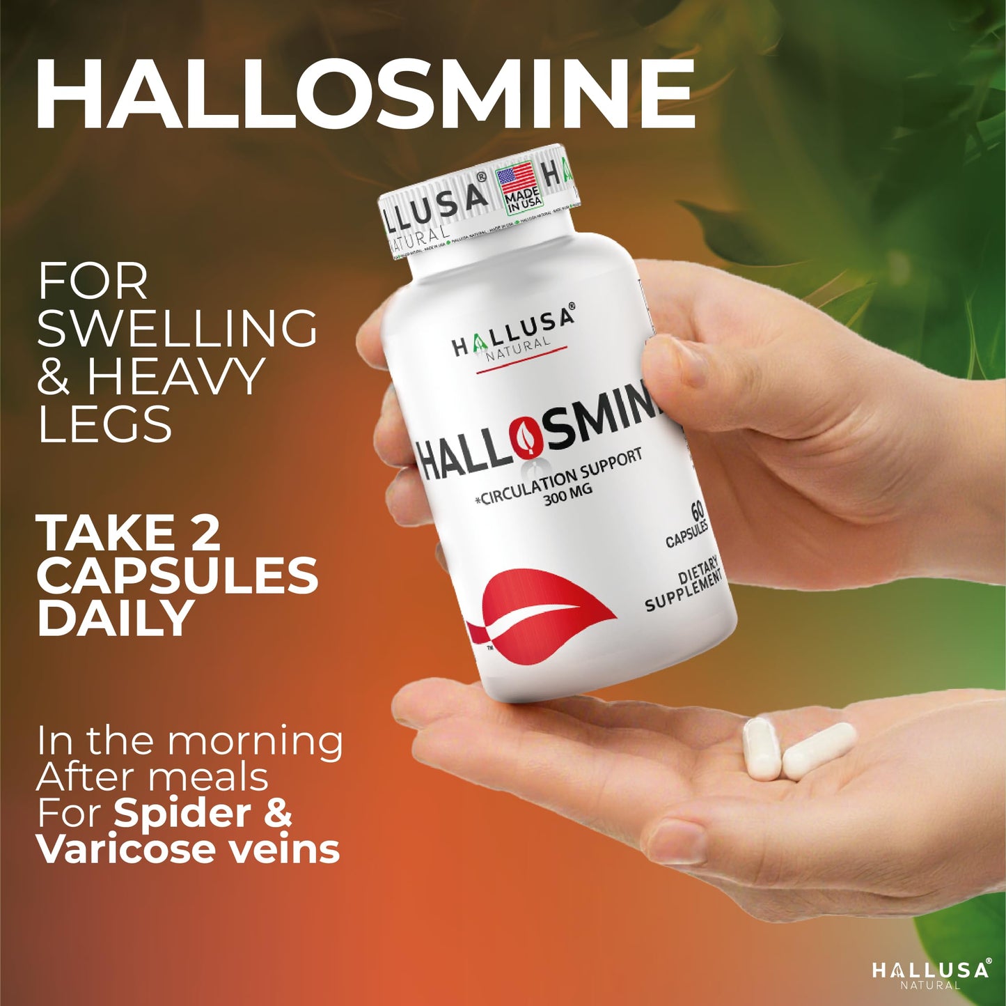 Hallusa Natural Diosmin Circulation Capsule, 60 Count