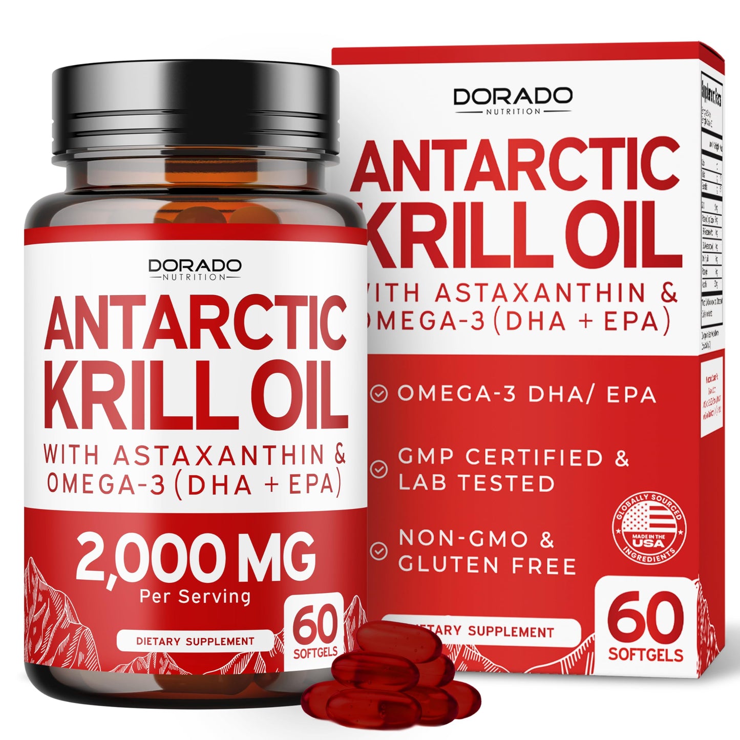 Dorado Nutrition Antarctic Krill Oil Softgels, 60 Count