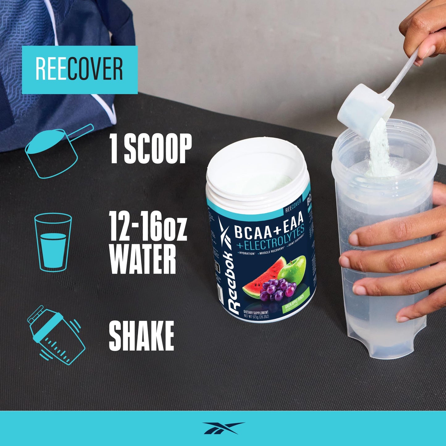 Reebok REEcover Amino Acids + Electrolytes Powder, 20.2 oz