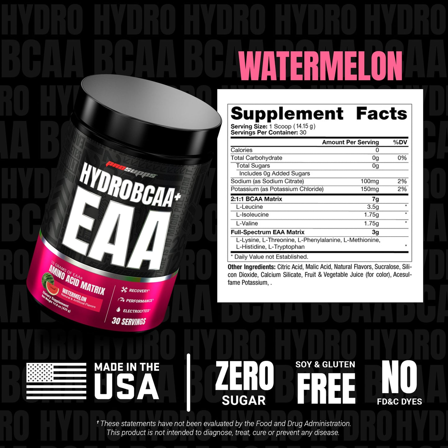 ProSupps HydroBCAA Essential Amino Acids Powder Watermelon 14.6 oz