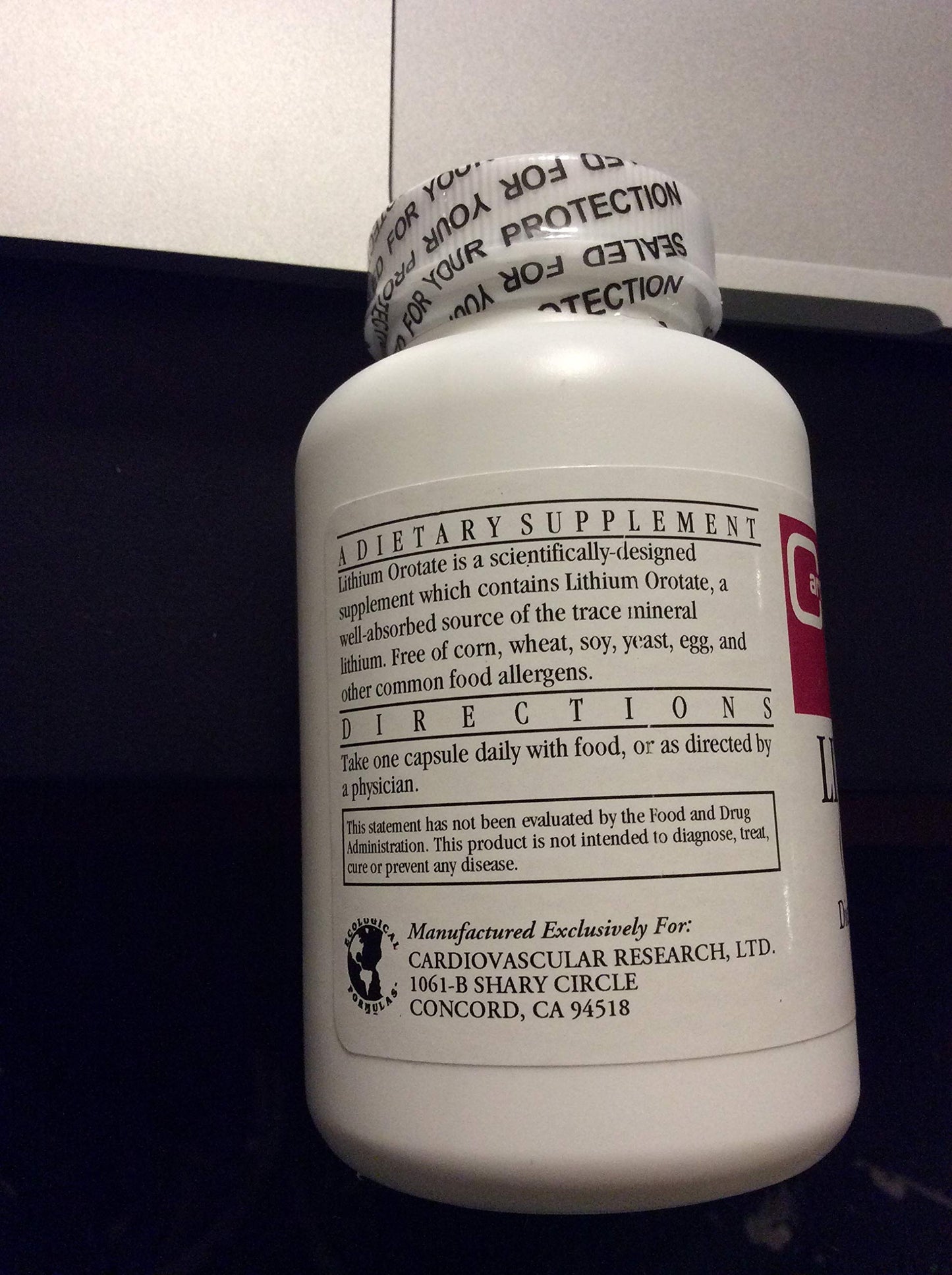 Ecological Formulas Cardiovascular Research Lithium Orotate Capsules 90 Count