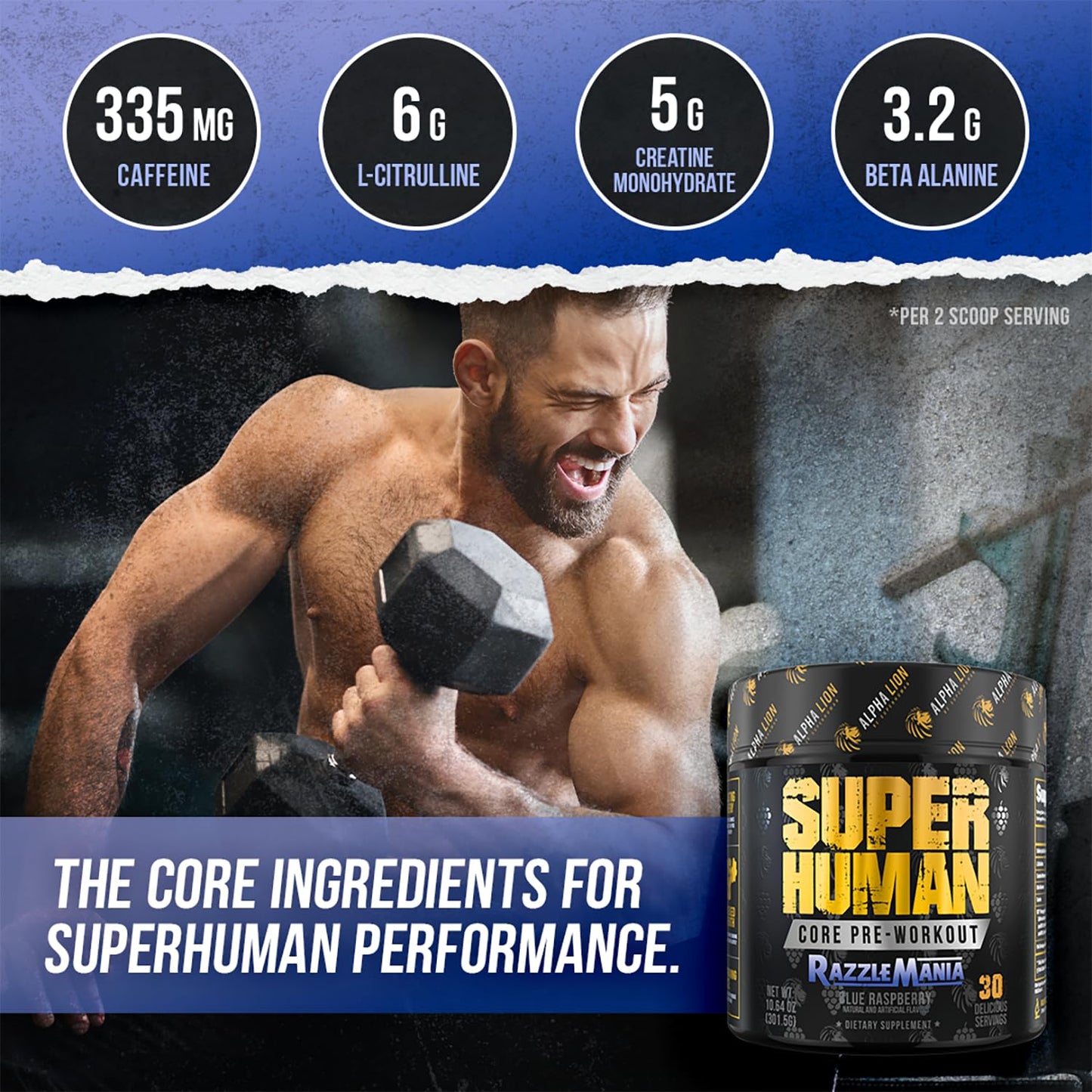 ALPHA LION Core Pre Workout with Creatine Powder, 30 Servings
