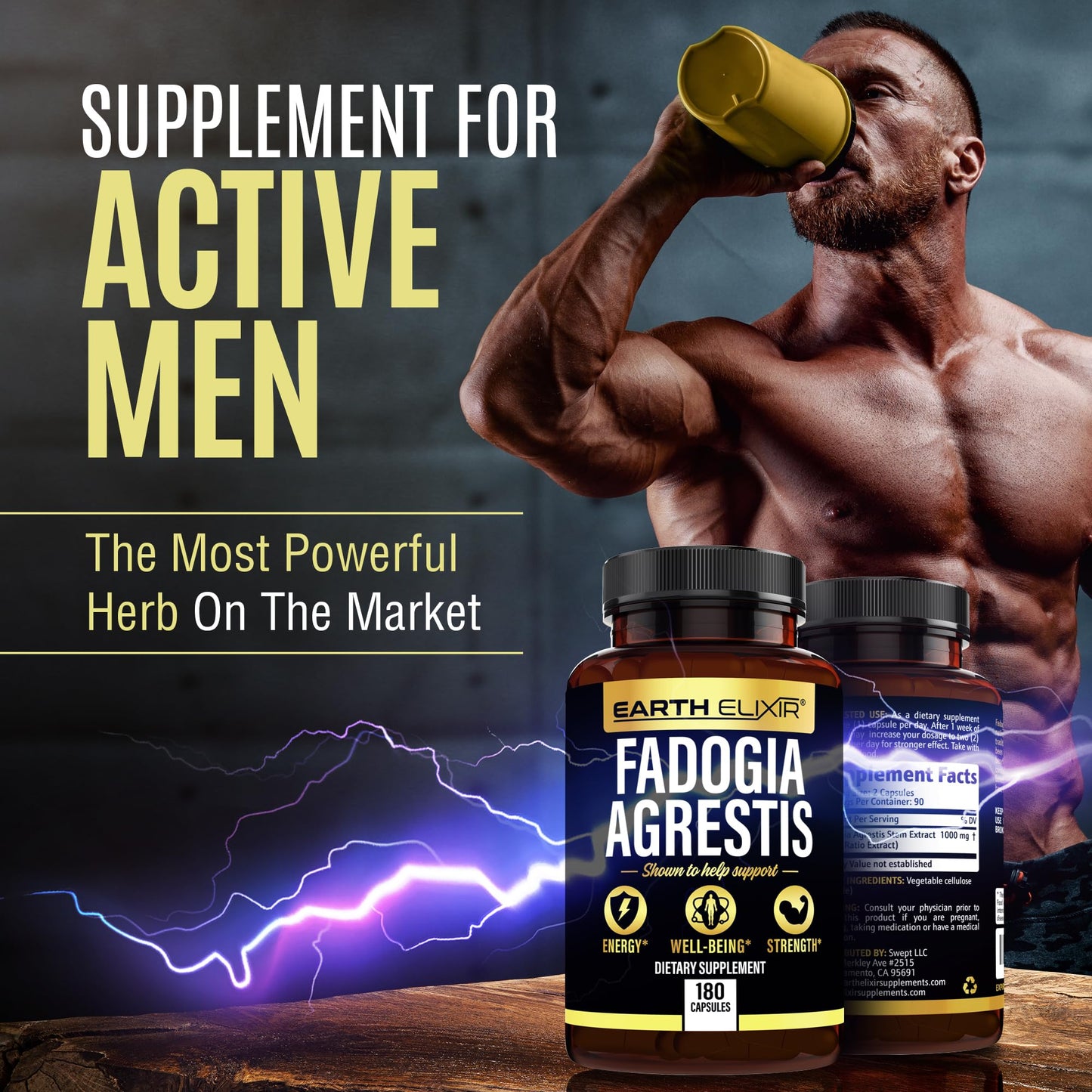 Earth Elixir Fadogia Agrestis Supplement 900mg Capsule, 180 Count