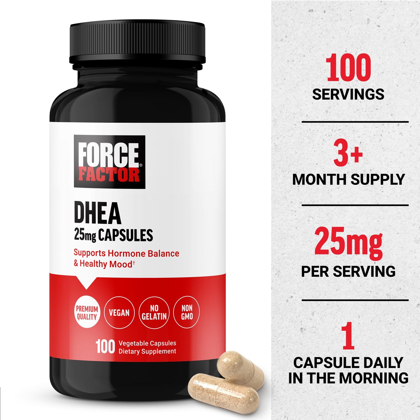 Force Factor DHEA 25mg Capsule, 100 Vegetable Capsules