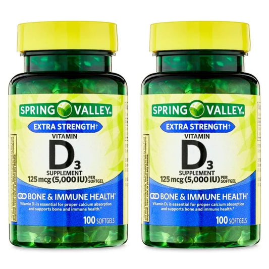 Generic Spring Valley Vitamin D3 Softgels, 5000 IU, 100 Count