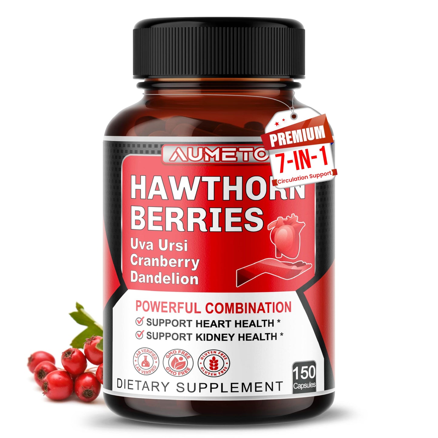 AUMETO 7 in 1 Ultra Hawthorn Berry Capsules, 150 Count