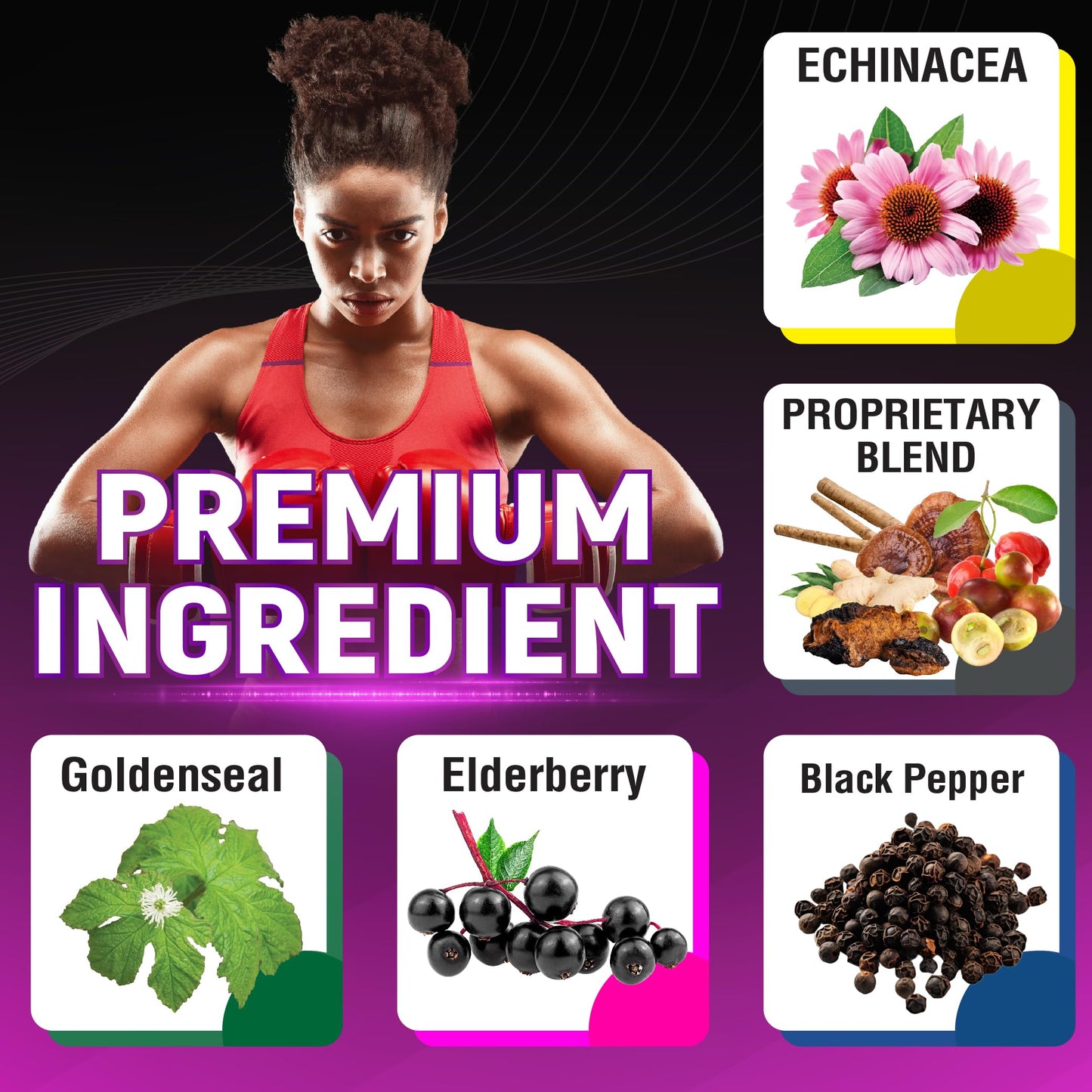 CIVIMUNA Echinacea Capsules with Goldenseal Root and Elderberry, 120 Capsules
