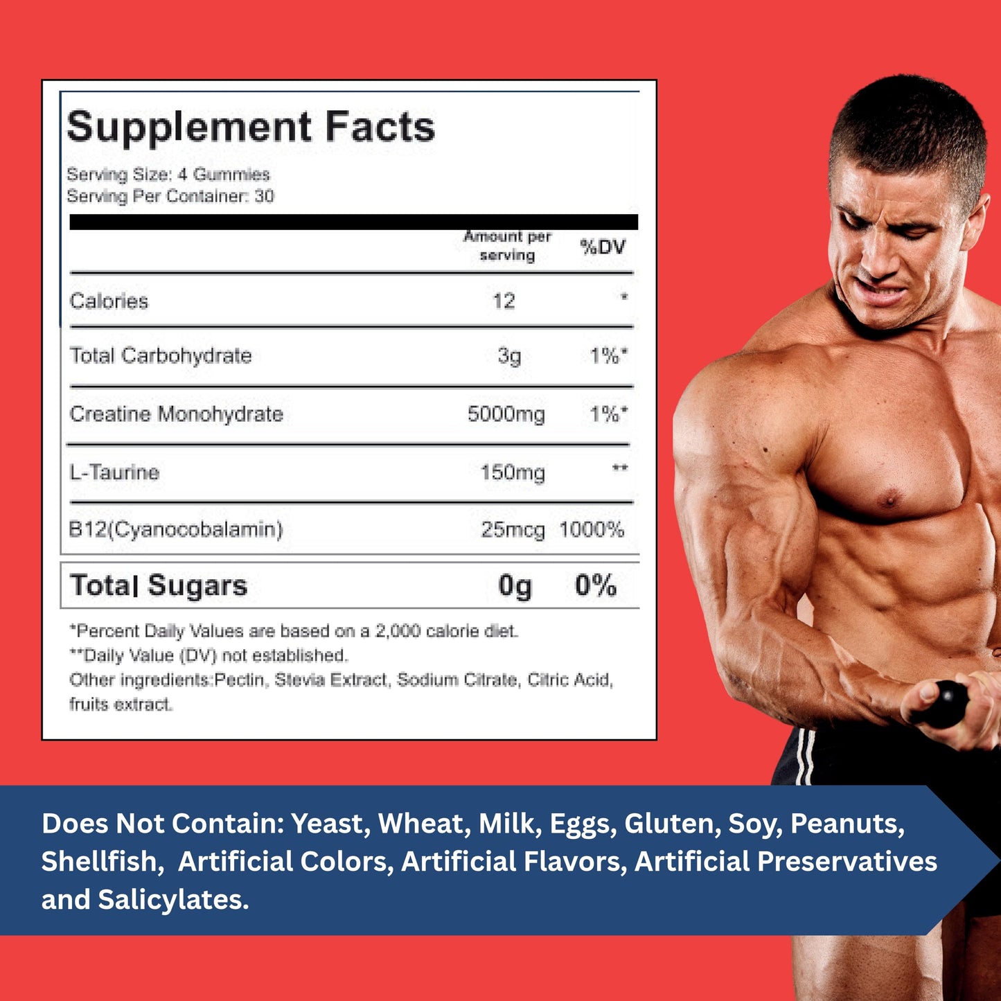 S.G Inc Creatine Monohydrate Gummies for Men & Women, 120 Count