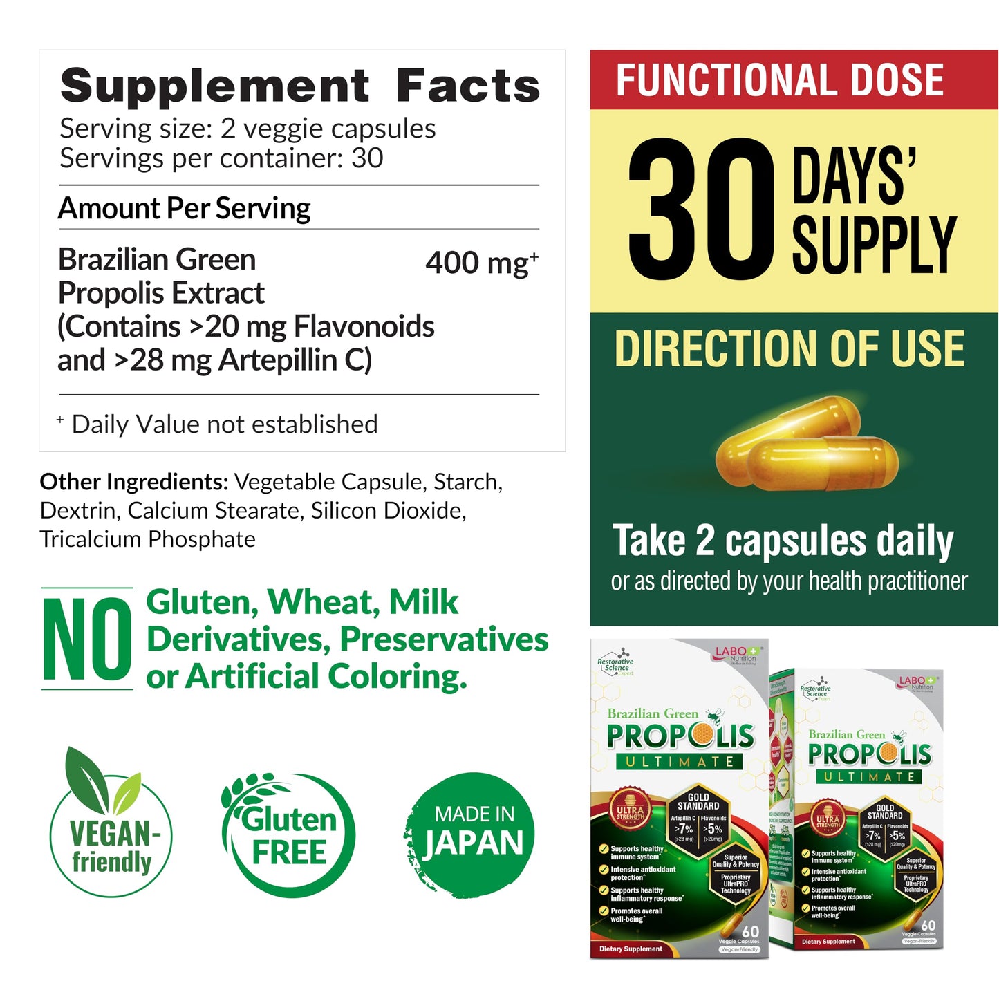 LABO Nutrition Brazilian Green Propolis Ultimate Capsules 60 Capsules