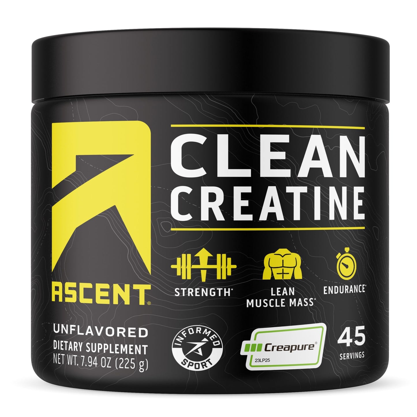 Ascent Clean Creatine Monohydrate Powder Creapure, Unflavored, 45 Servings