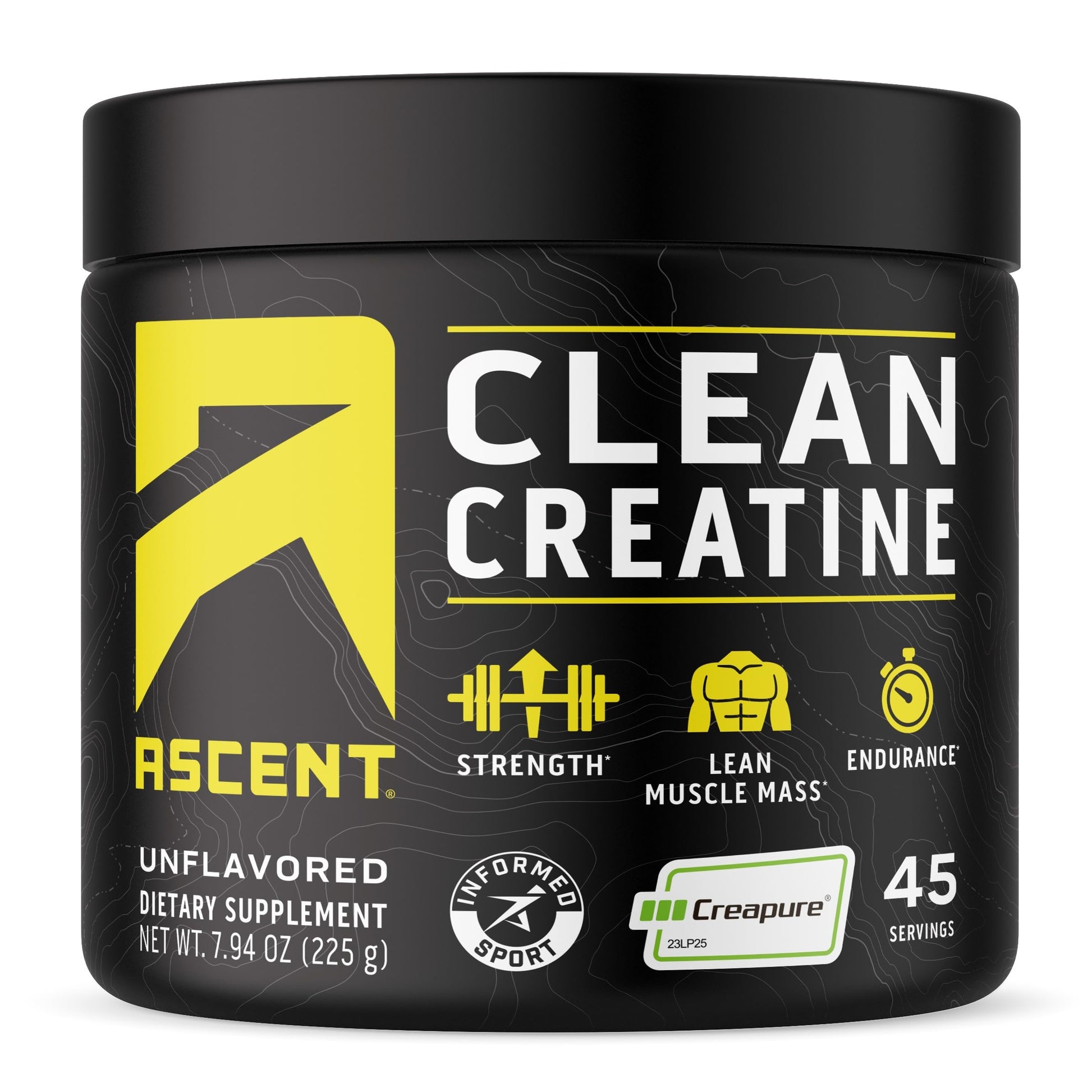 Ascent Clean Creatine Monohydrate Powder Creapure, Unflavored, 45 Servings