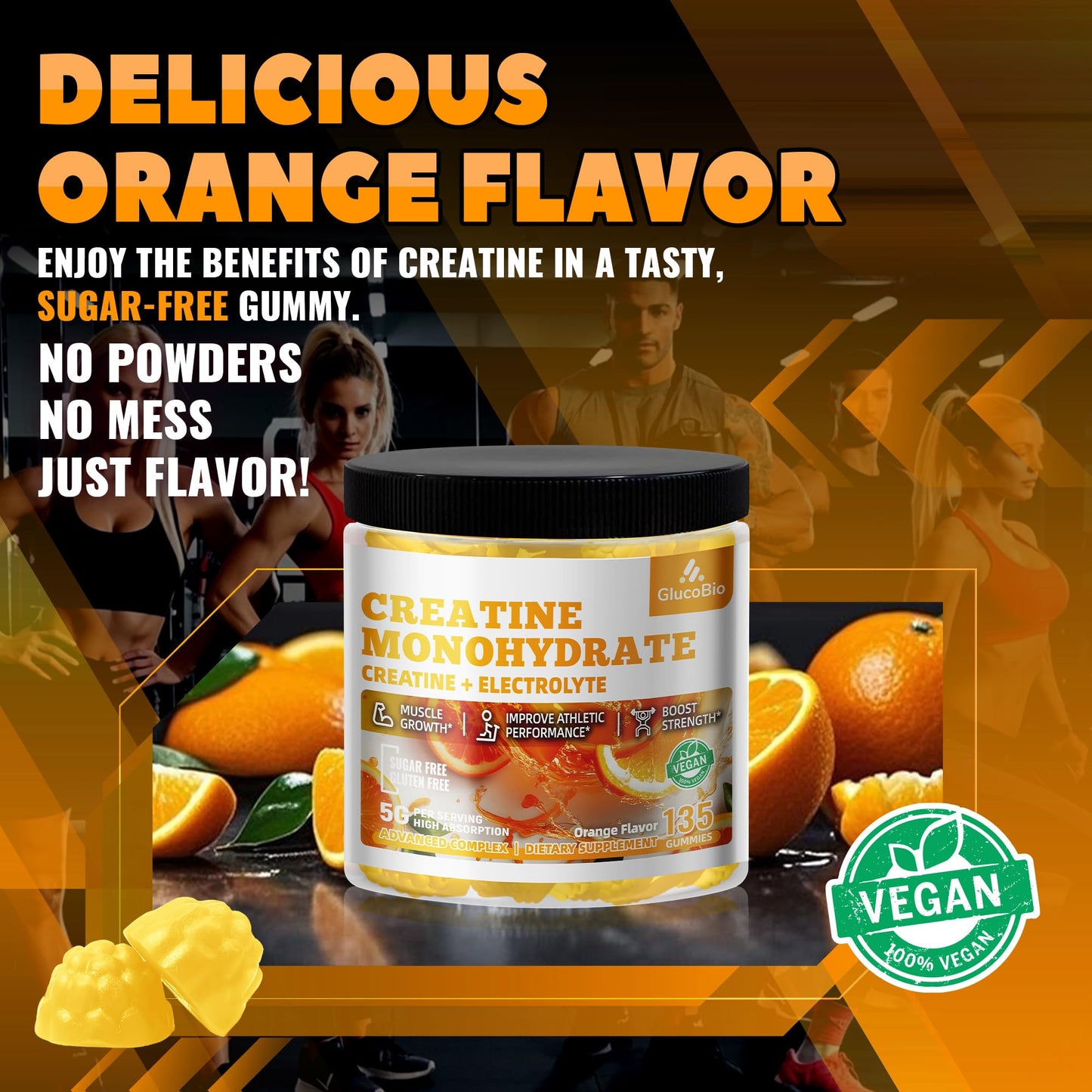 GlucoBio Creatine Monohydrate Gummies 135 Count