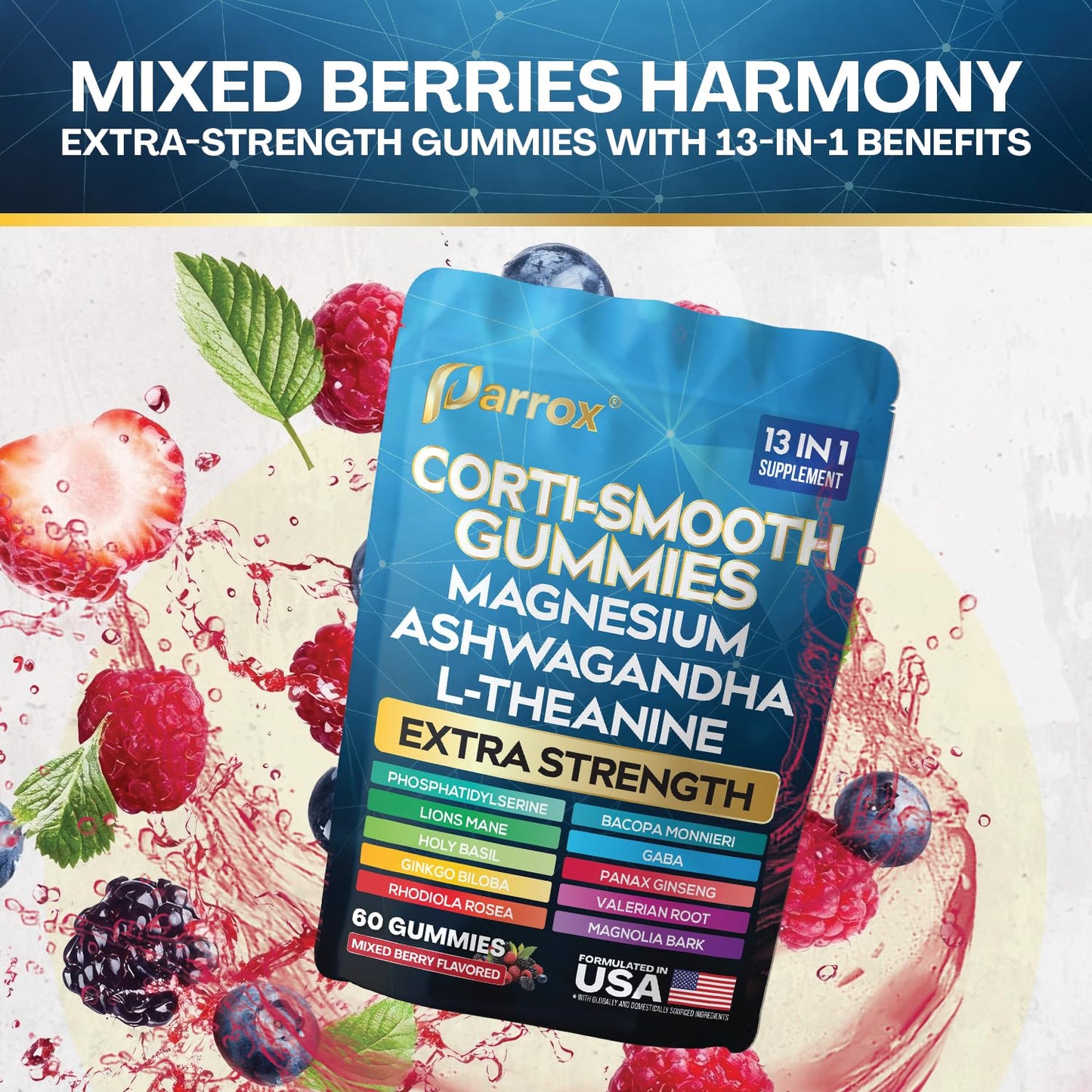 Parrox Corti-Smooth Cortisol Support Gummies, 60 Gummies
