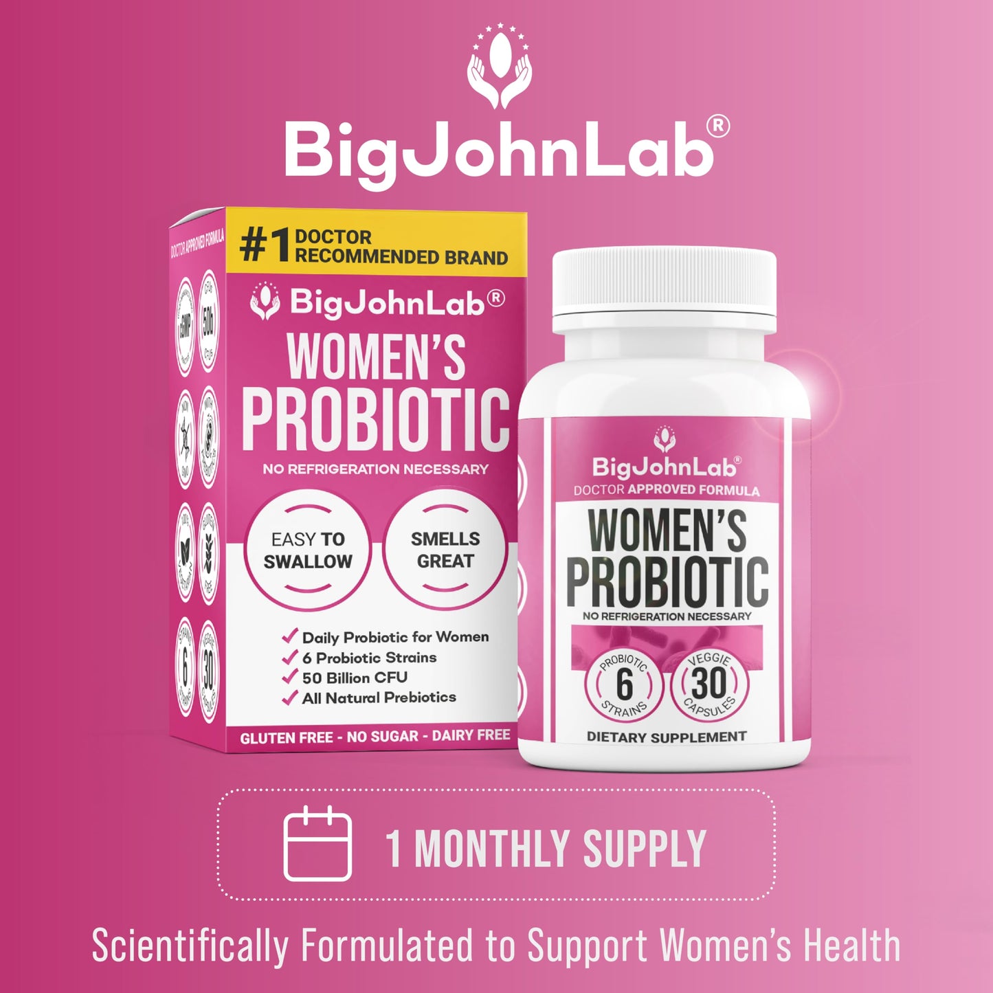 BIGJOHNLAB Women's Probiotic Supplement 30 Capsules