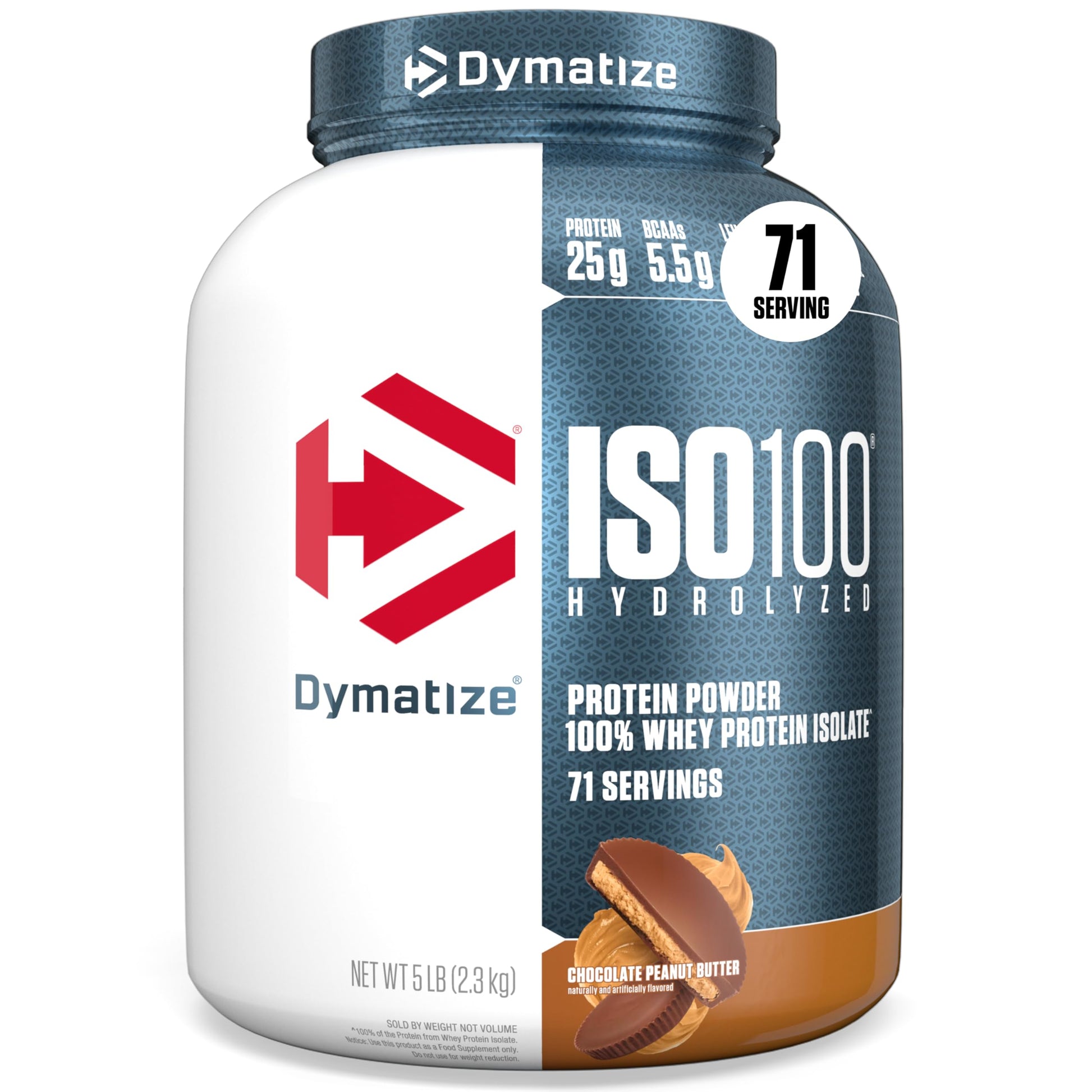 Dymatize ISO100 Whey Isolate Protein Powder, Chocolate Peanut Butter, 80 Servings
