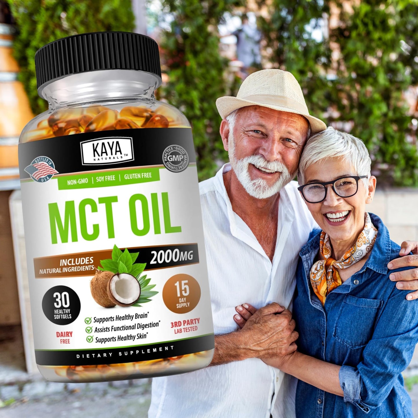 Kaya Naturals MCT Oil 2000mg Capsules, 60 Count