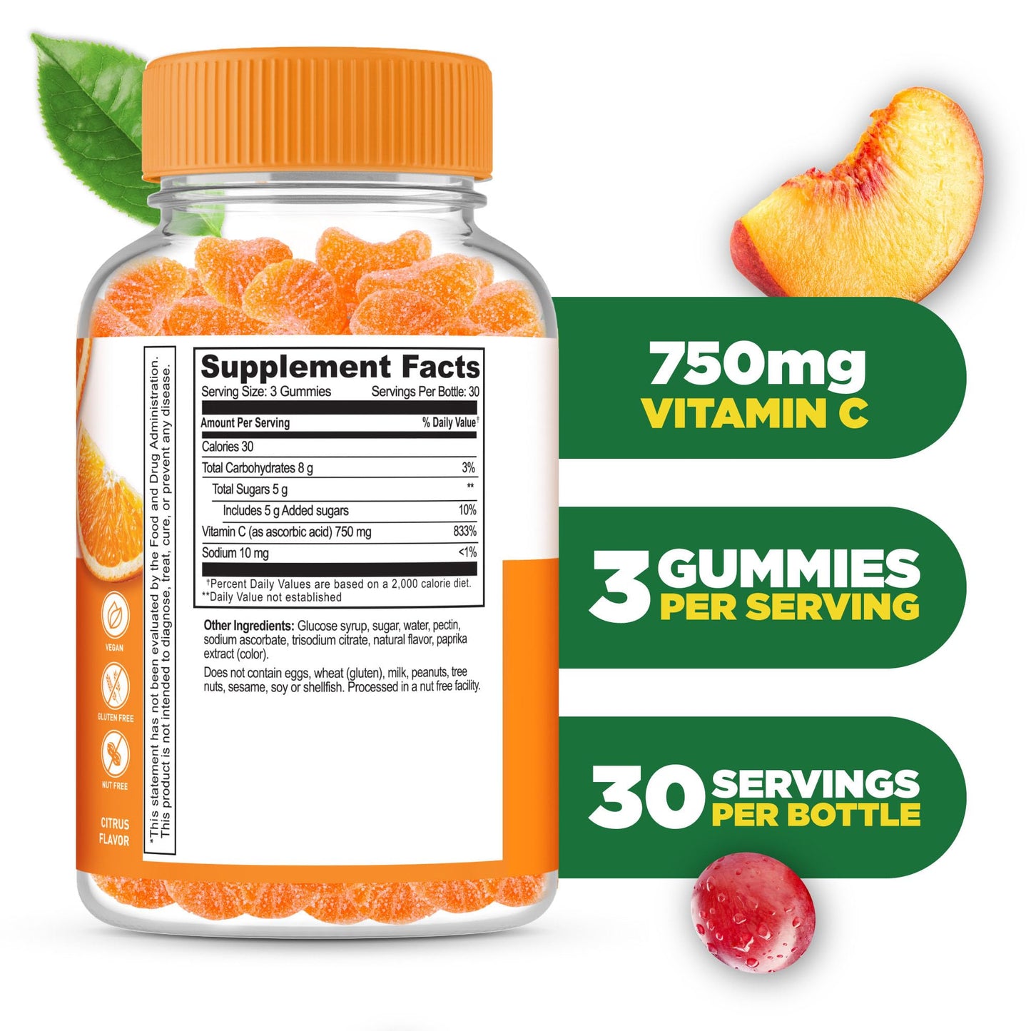 Lifeable Vitamin C Gummies 750mg, 90 Gummies