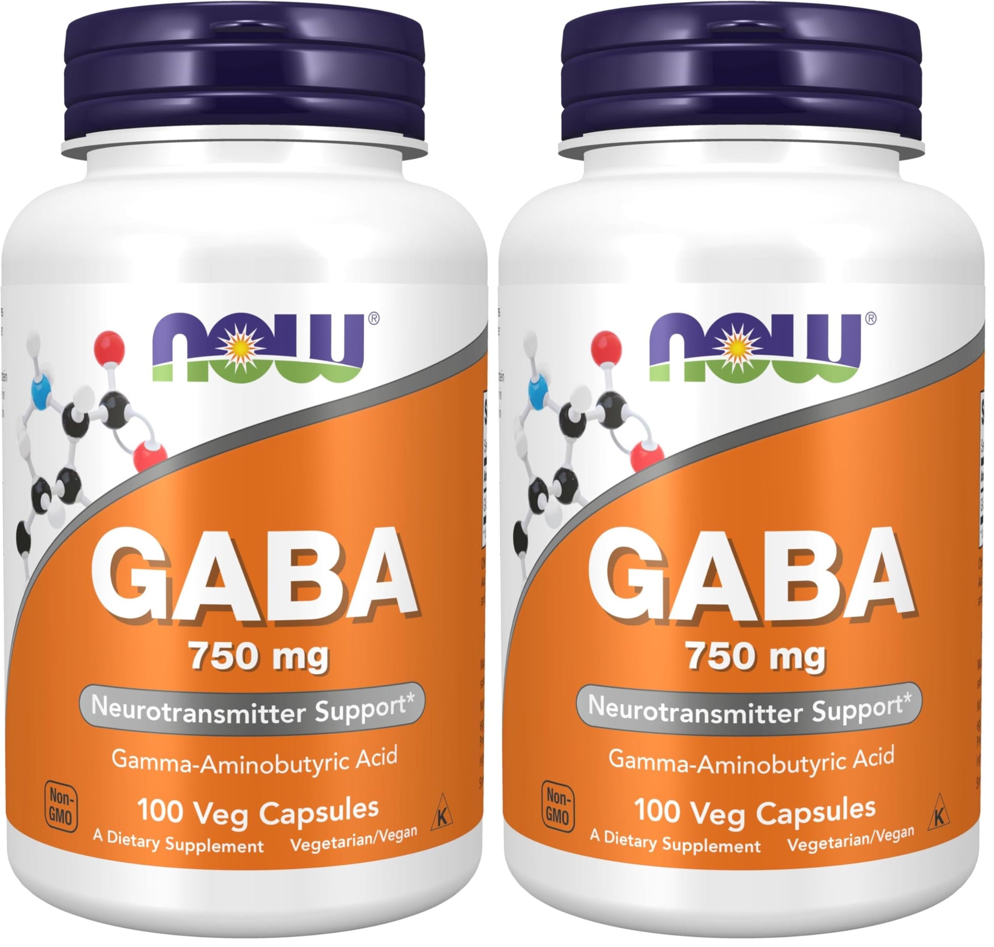 NOW Foods GABA (Gamma-Aminobutyric Acid) 750mg Neurotransmitter Support, 200 Veg Capsules