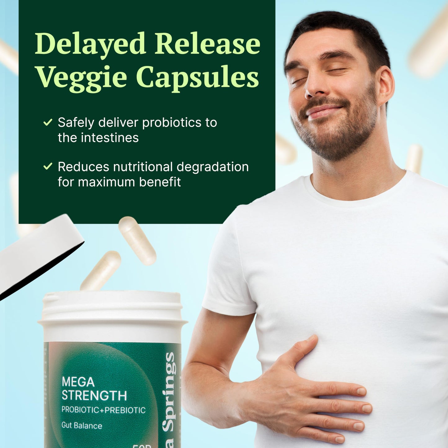 Medella Naturals Mega-Strain 50 Billion CFU Probiotics + Prebiotics Capsules, 30 Capsules