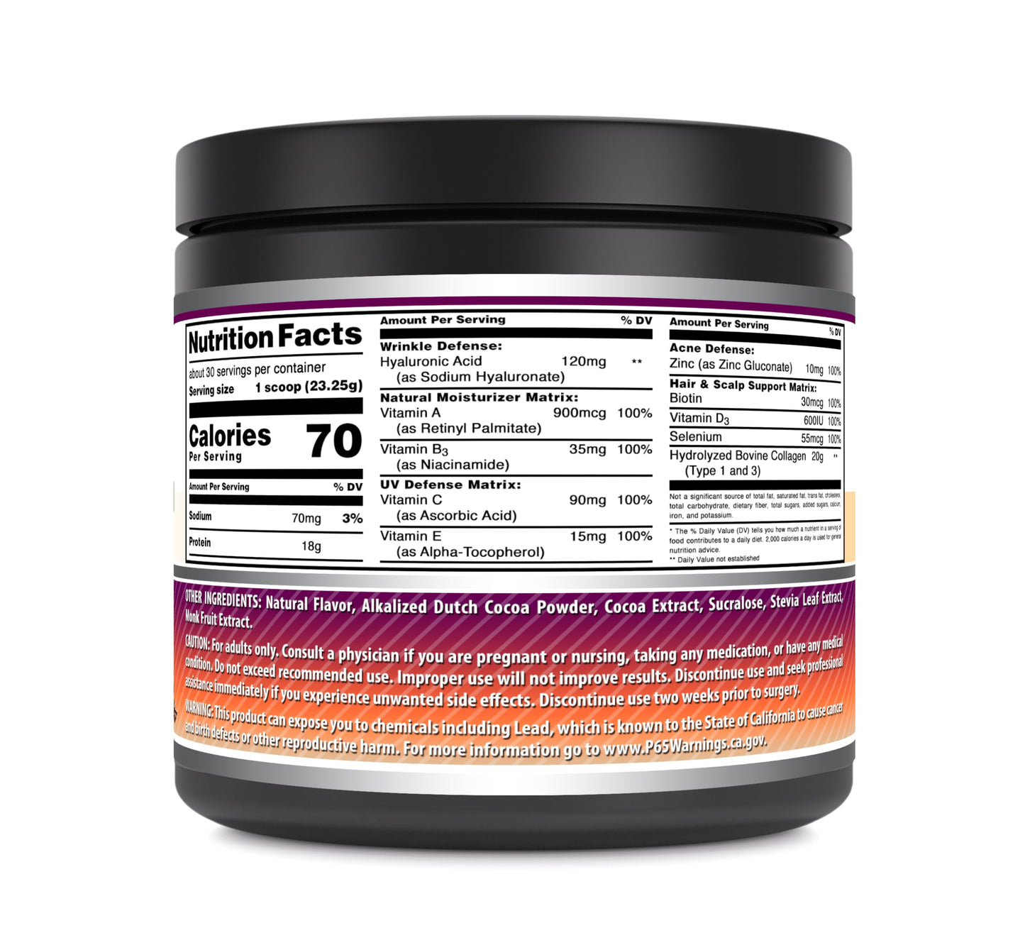 Amazing Nutrition Hydrolyzed Collagen with Hyaluronic Acid & Multivitamins Supplement Powder 30 Servings