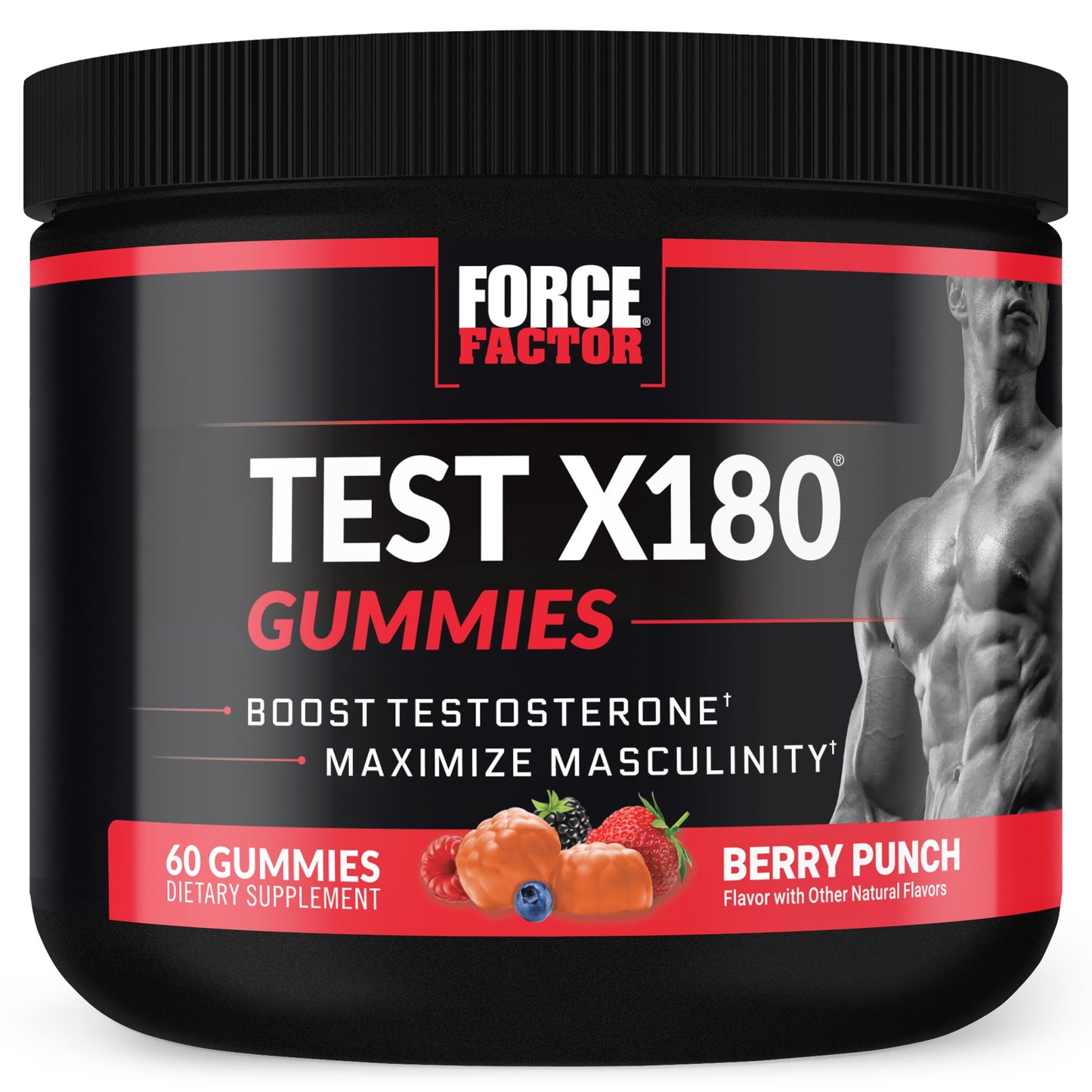 Force Factor Test X180 Testosterone Booster for Men, 60 Gummies