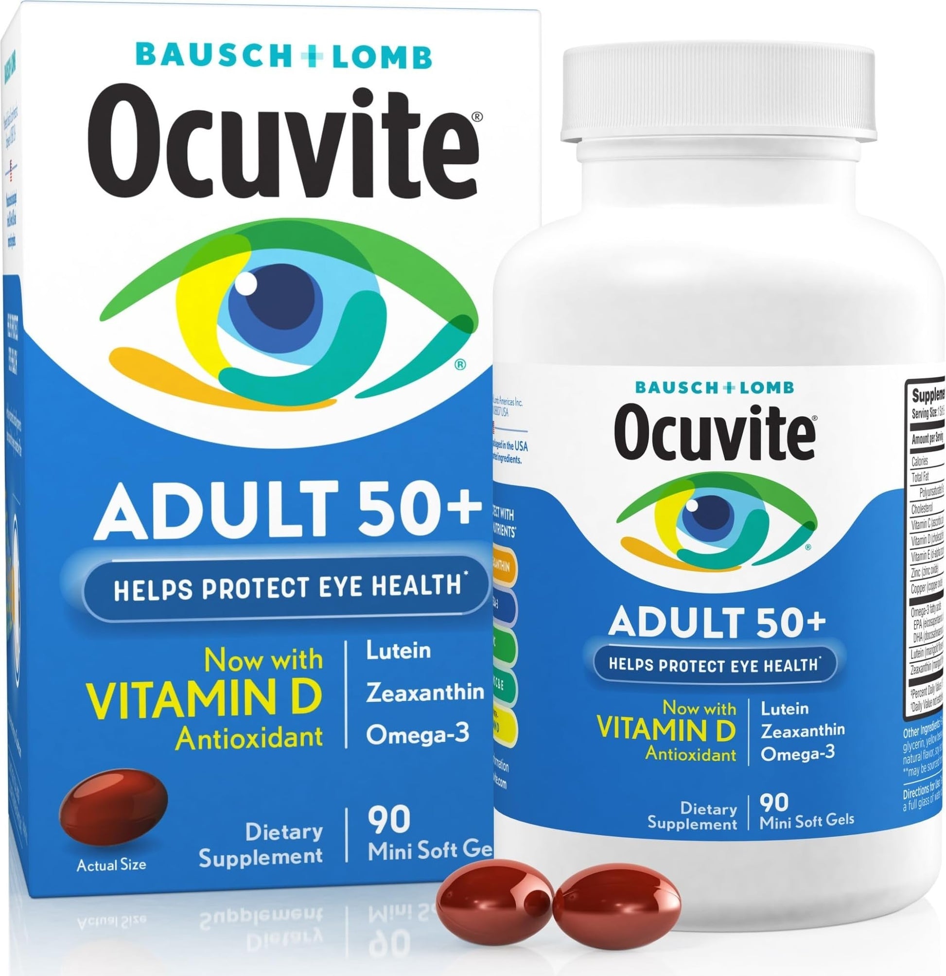 Ocuvite 50+ Eye Vitamins, Lutein & Zeaxanthin Supplement, Softgel, 90