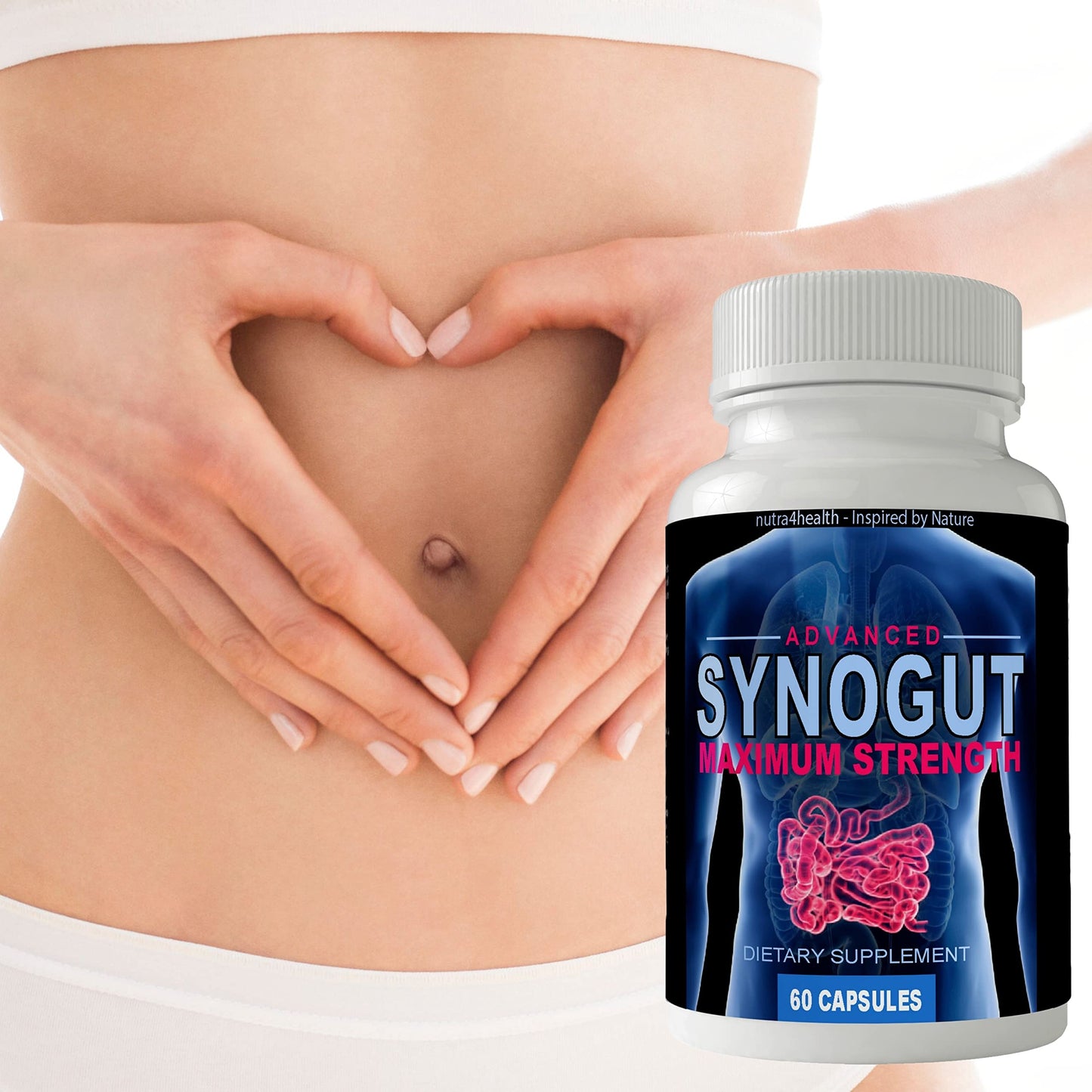 Nutra4Health Synogut Advanced Maximum Strength Digestive Health and Metabolism Support Supplement Capsule, 60 Count