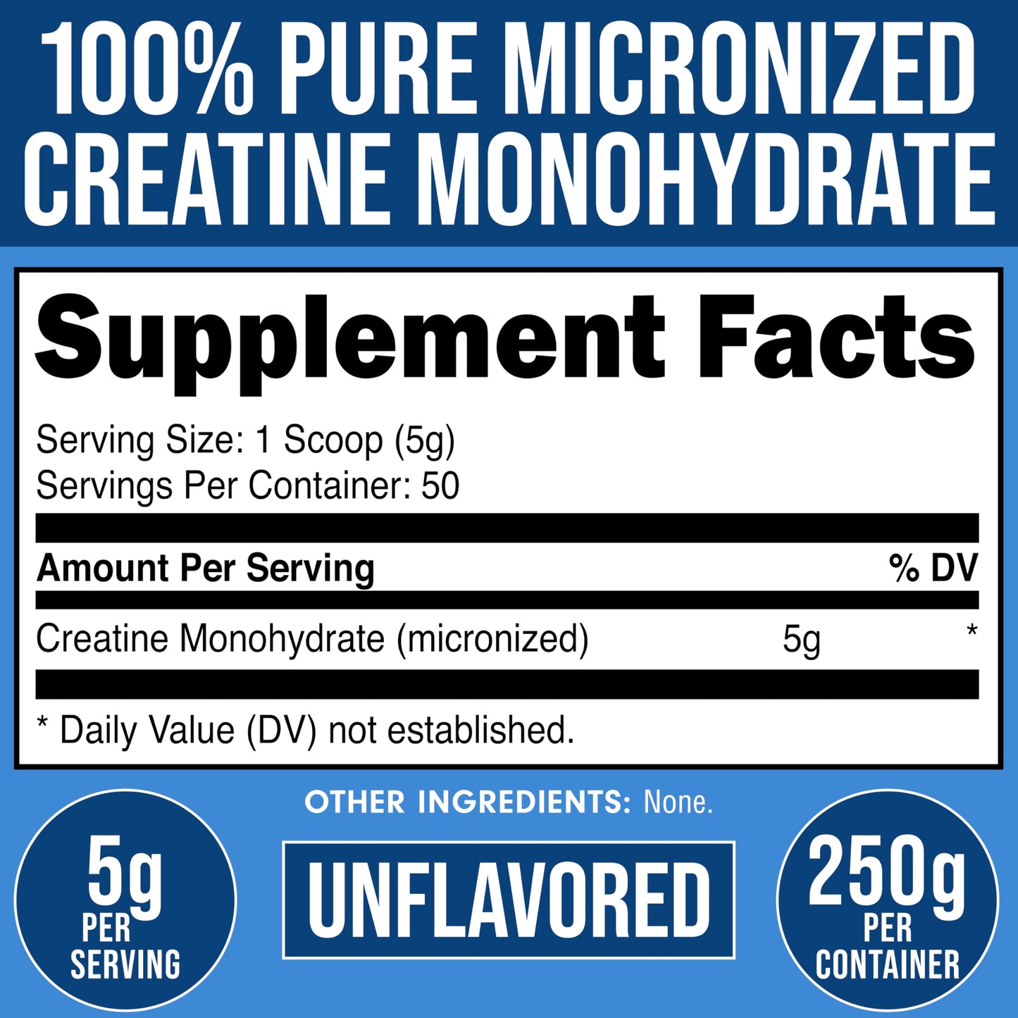 Bucked Up Pure Micronized Creatine Monohydrate for Women and Men - Powder, 50 Servings
