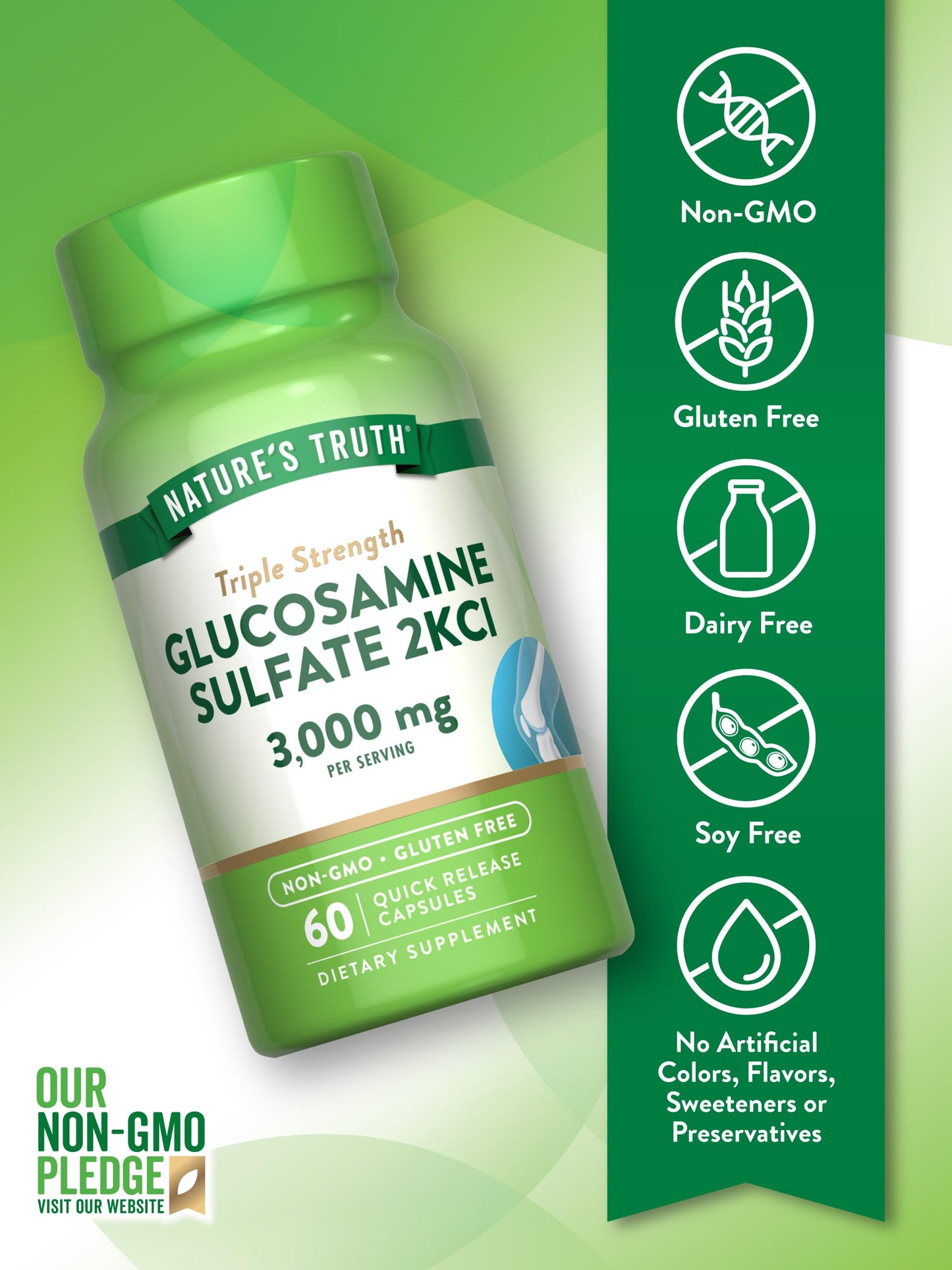 Nature's Truth Glucosamine Sulfate Capsules 3000mg 60 Count