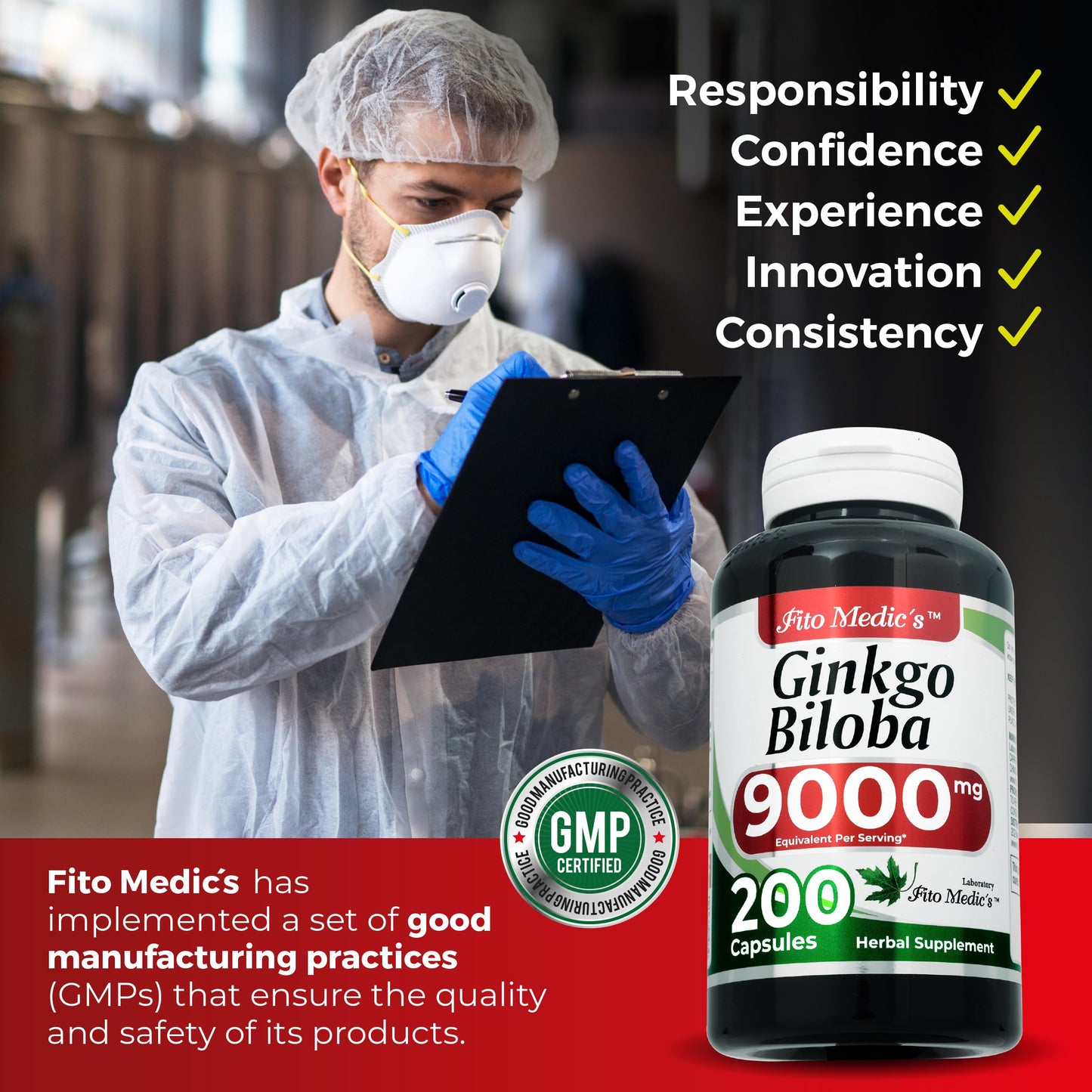 FITO MEDIC'S Ginkgo Biloba Capsules, 200 Count