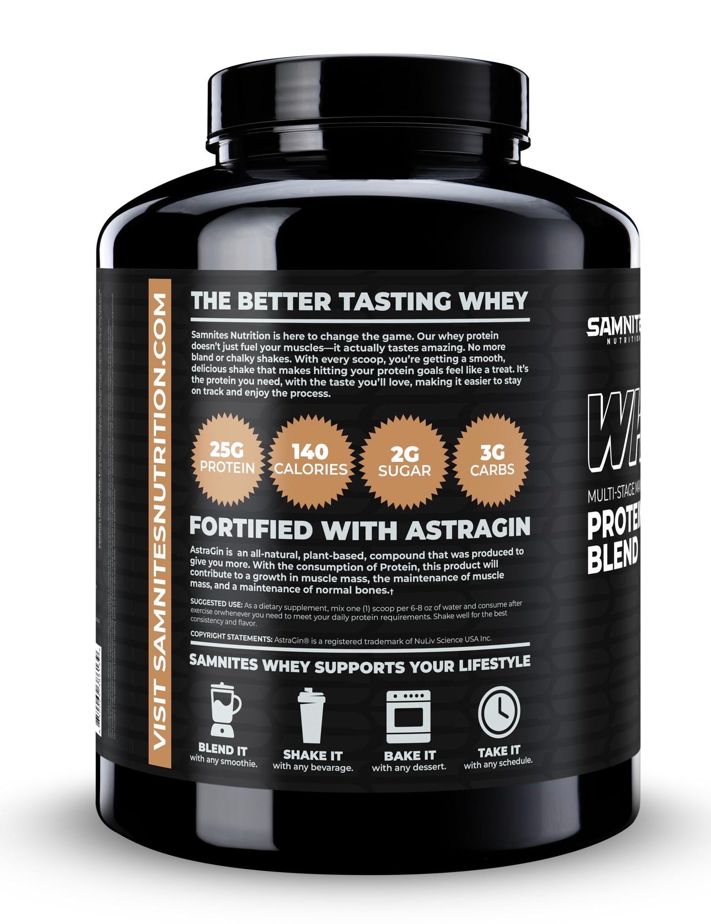 Samnites Nutrition Whey Protein Blend Powder, Tiramisu, 1.9 lb