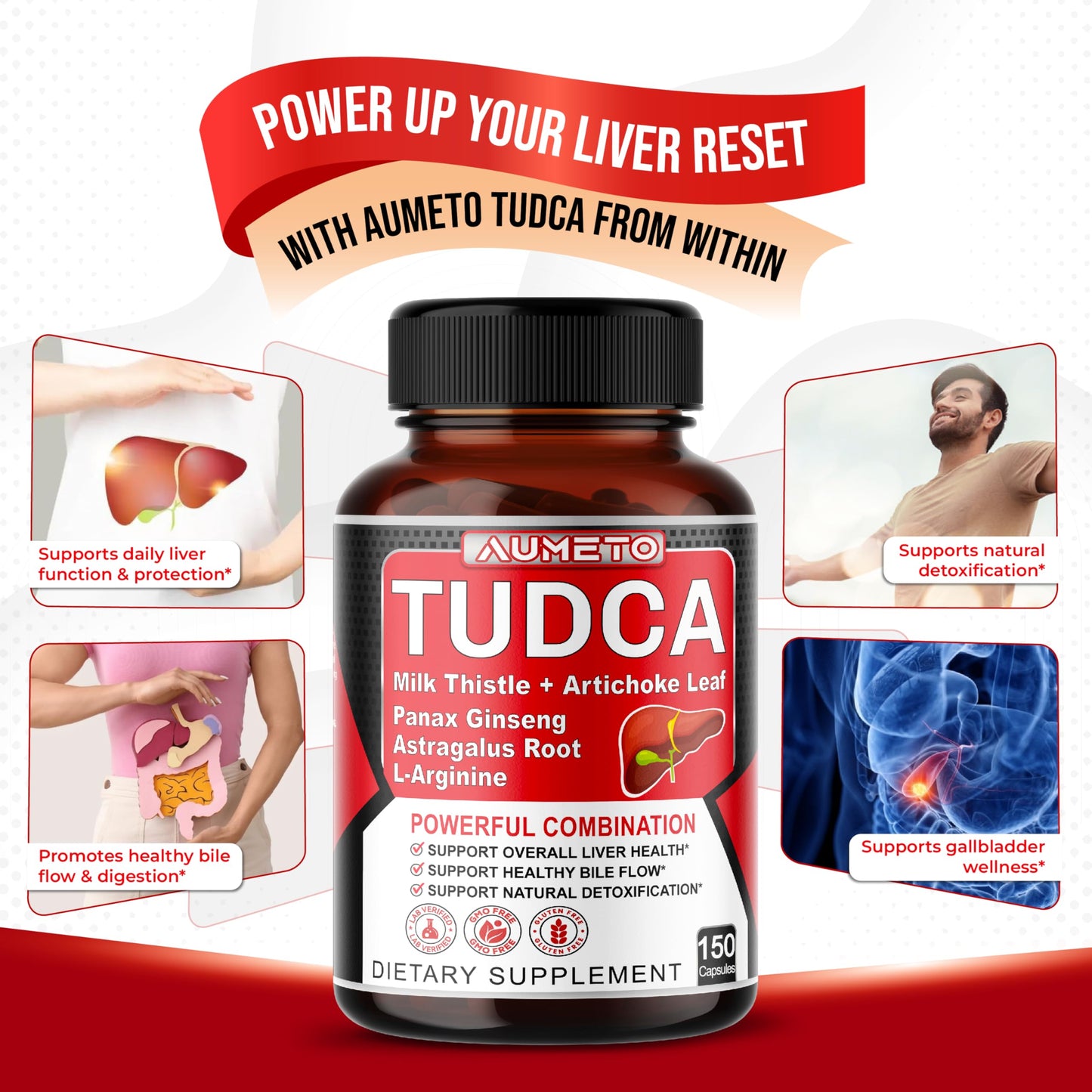 AUMETO TUDCA Supplement Capsule 150 Count