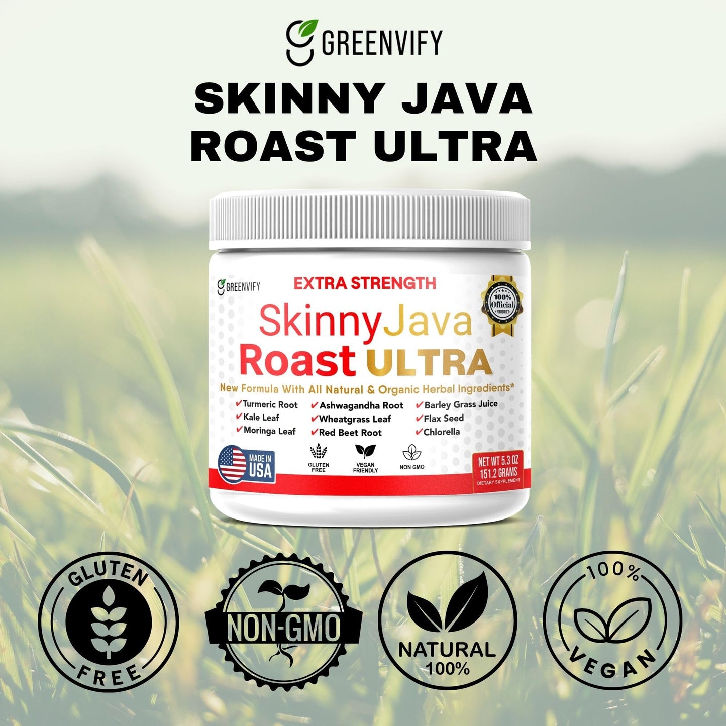 GREENVIFY SkinnyJava Roast Ultra Extra Strength Supplement Capsule 60 Count