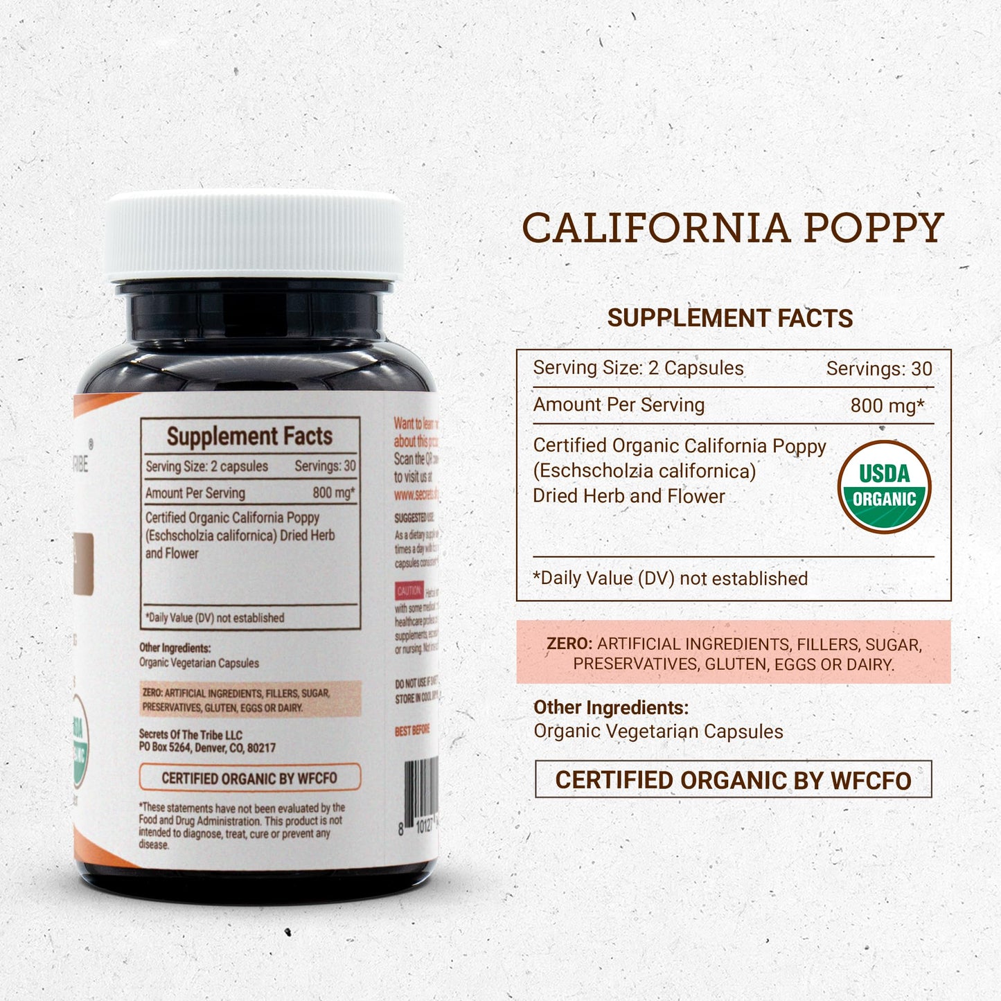 Secrets of the Tribe California Poppy Capsules 60 Count