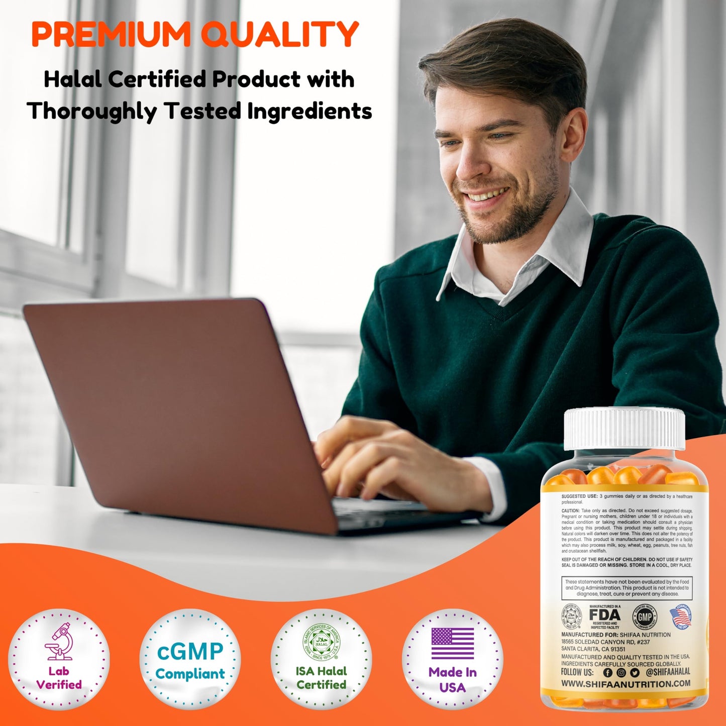 SHIFAA NUTRITION Vegan Omega-3 Gummies for Adults, 60 Count