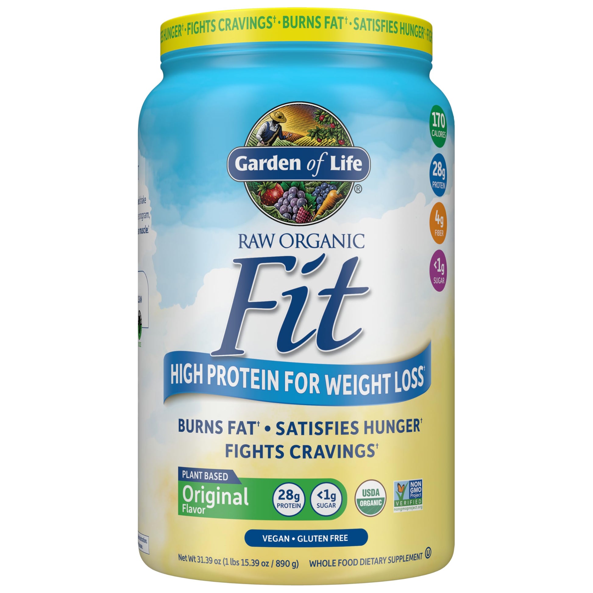 Garden of Life Raw Organic Fit Original Flavor Vegan Protein Powder, 1.96 lb